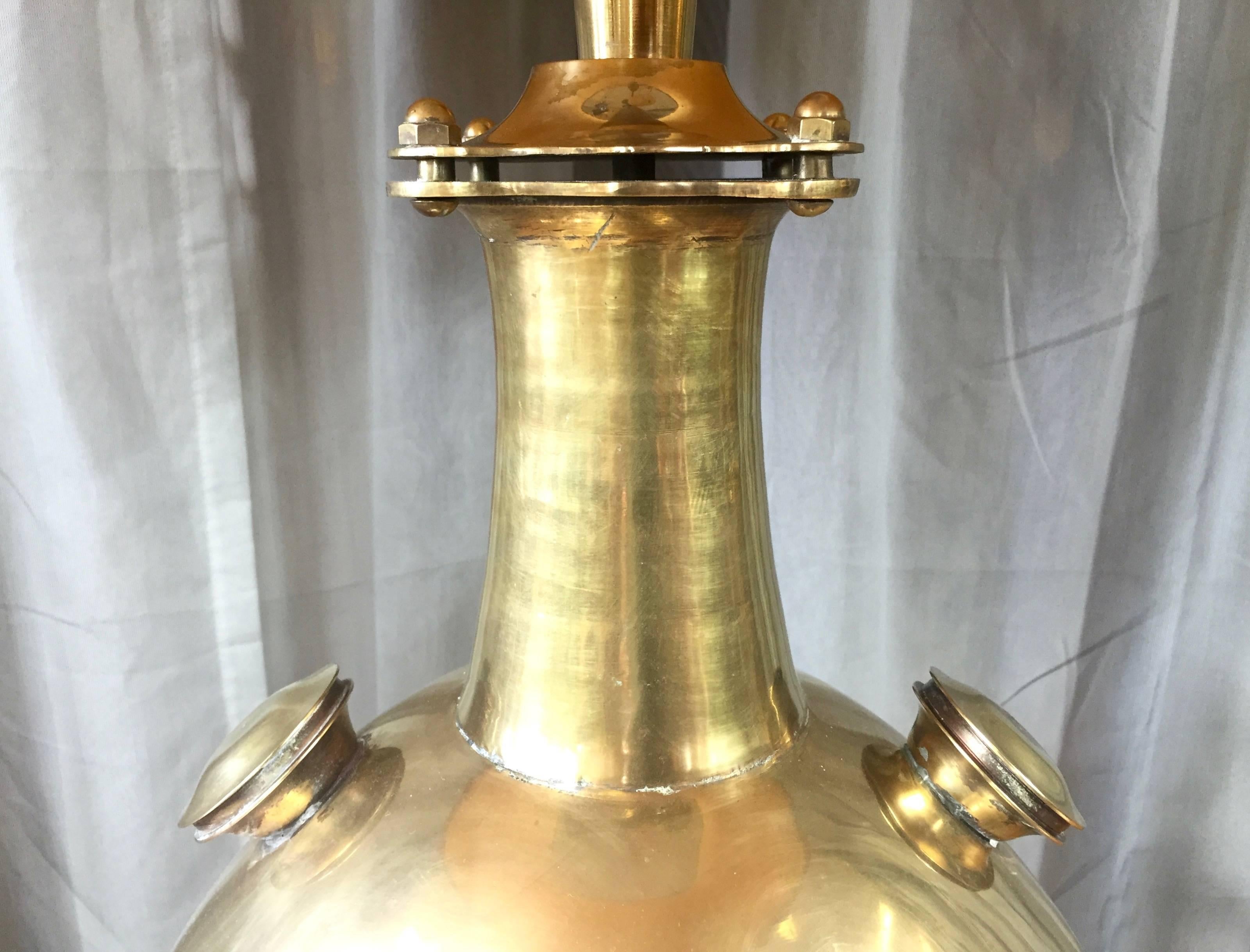 Monumental Marbro Brass “Diving Bell” Table Lamp In Good Condition In San Francisco, CA