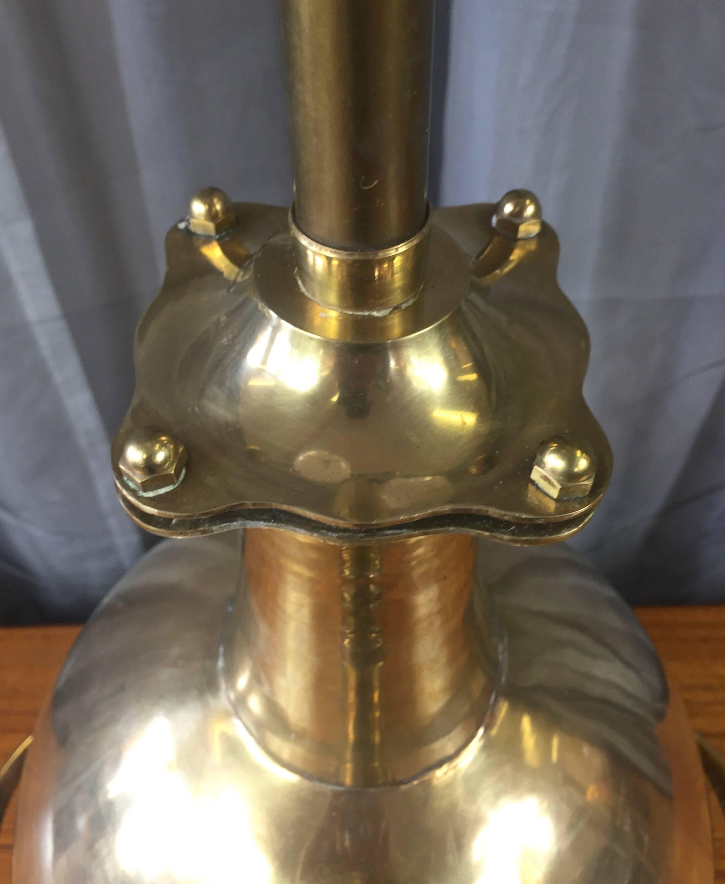 Mid-20th Century Monumental Marbro Brass “Diving Bell” Table Lamp
