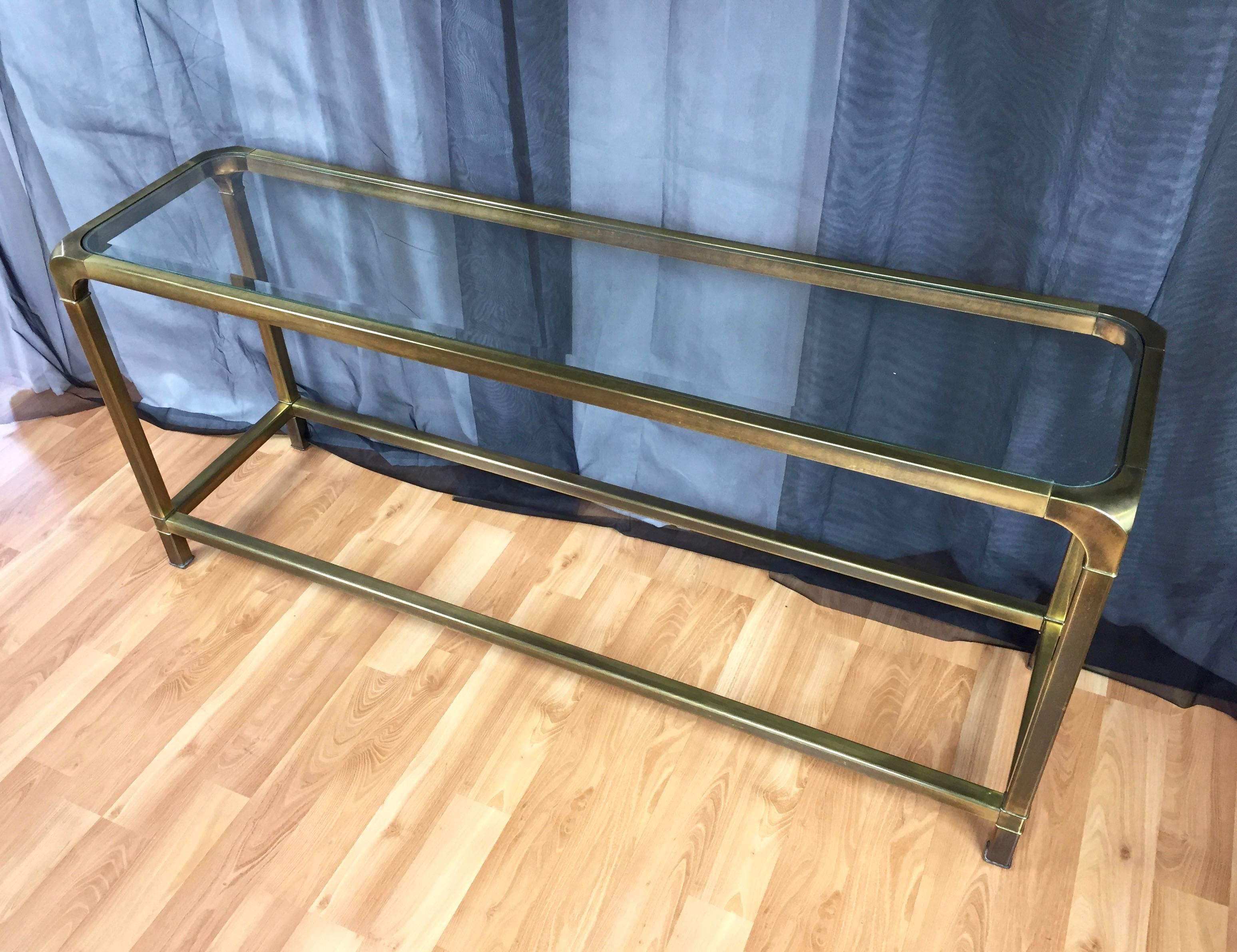 American Mastercraft Brass and Glass Console or Sofa Table