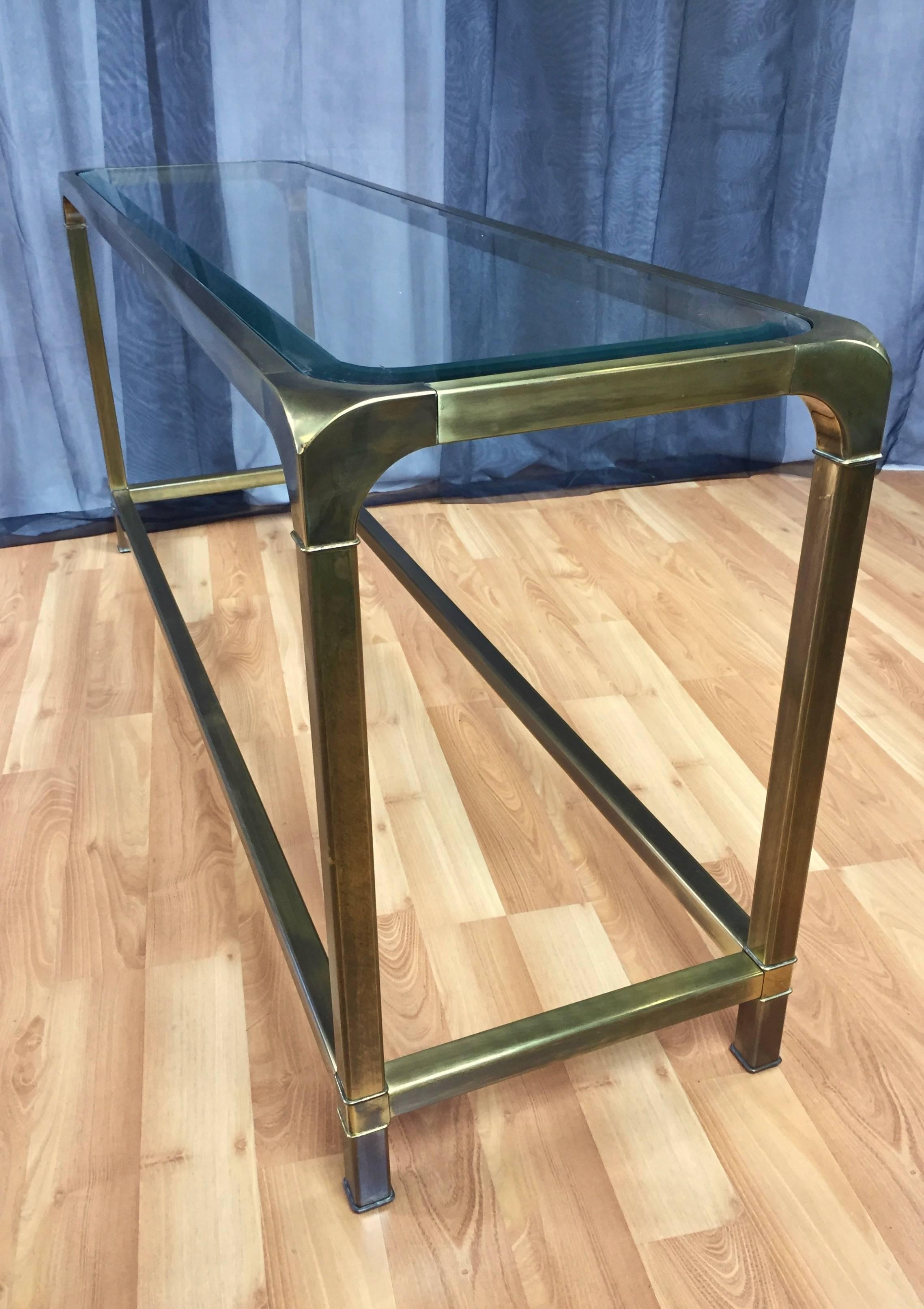 Mastercraft Brass and Glass Console or Sofa Table In Good Condition In San Francisco, CA