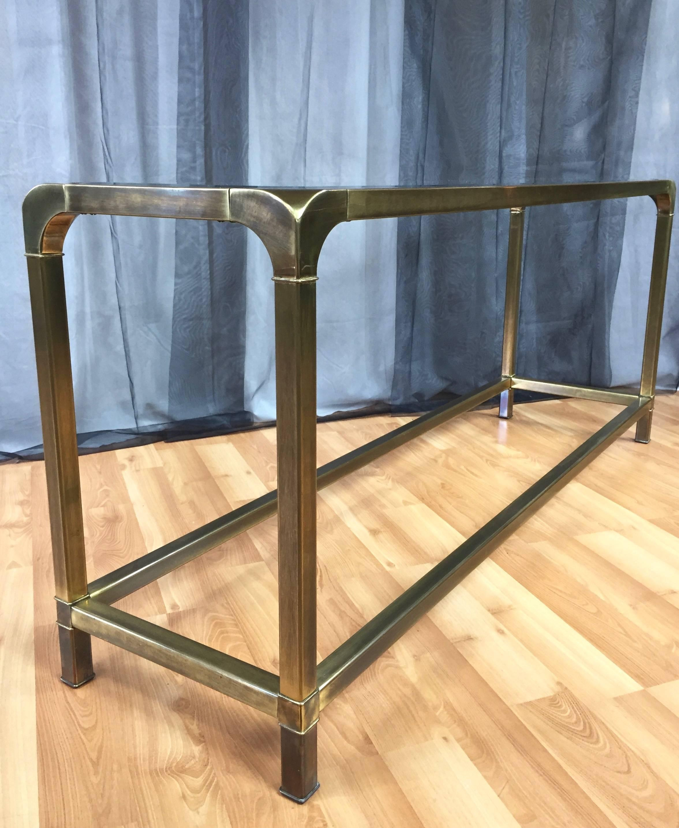 Mastercraft Brass and Glass Console or Sofa Table 2