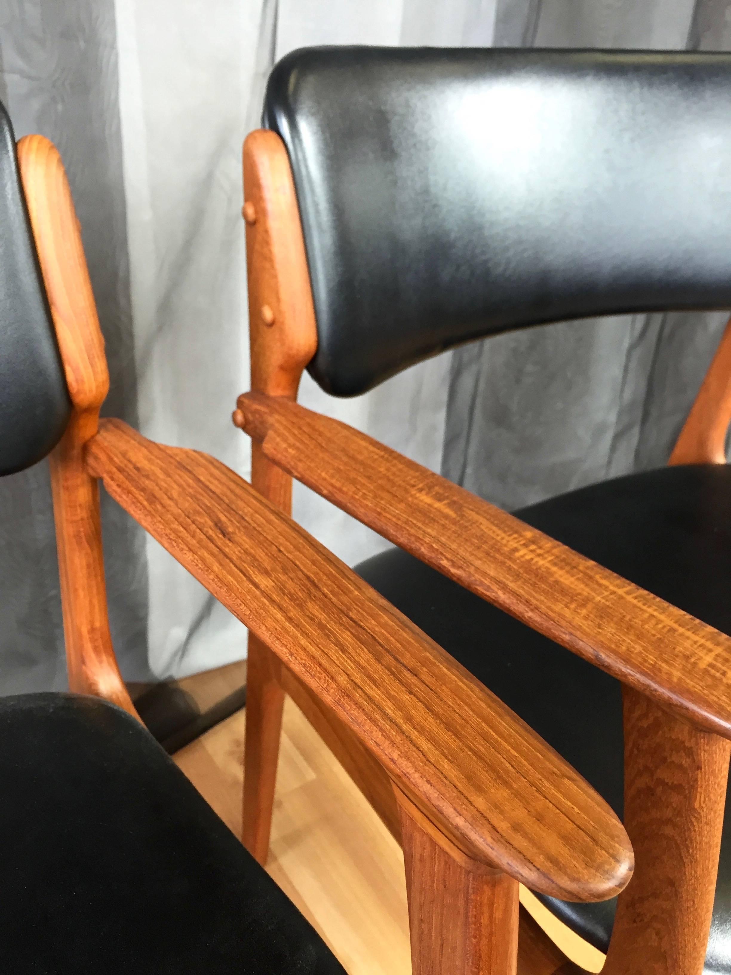 Danish Pair of Teak Model 50 Dining Chairs by Erik Buch for Oddense Maskinsnedkeri