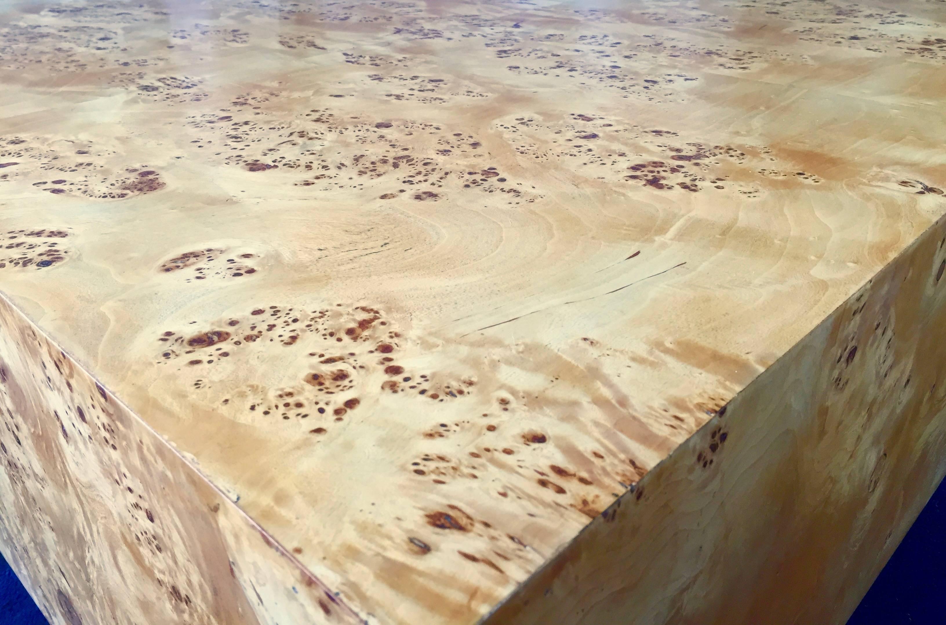 Expansive Burl Wood Floating Coffee Table Attributed to Milo Baughman 3