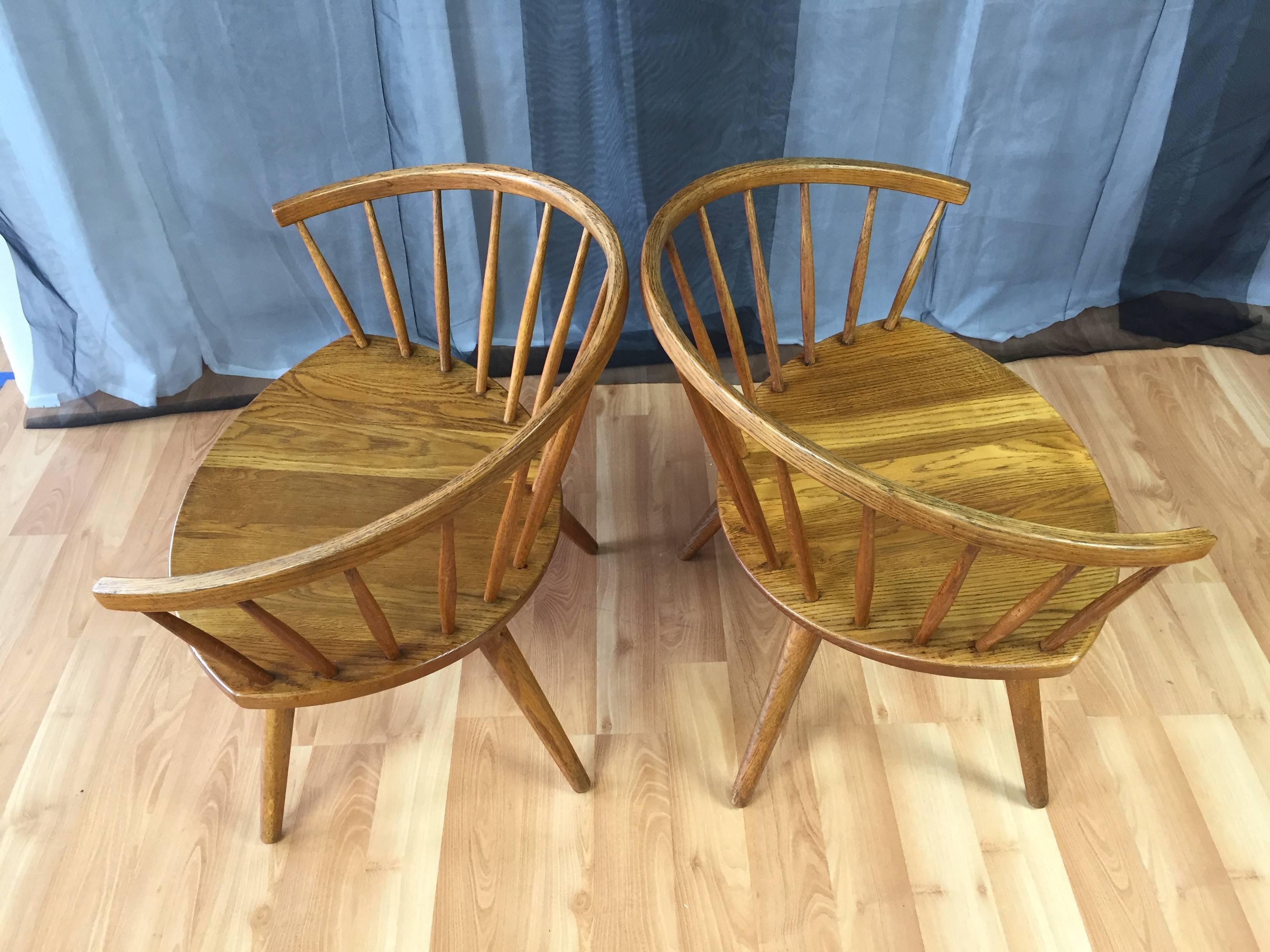 Scandinavian Modern Pair of Yngve Ekström Oak “Arka” Chairs for Stolab **SATURDAY SALE