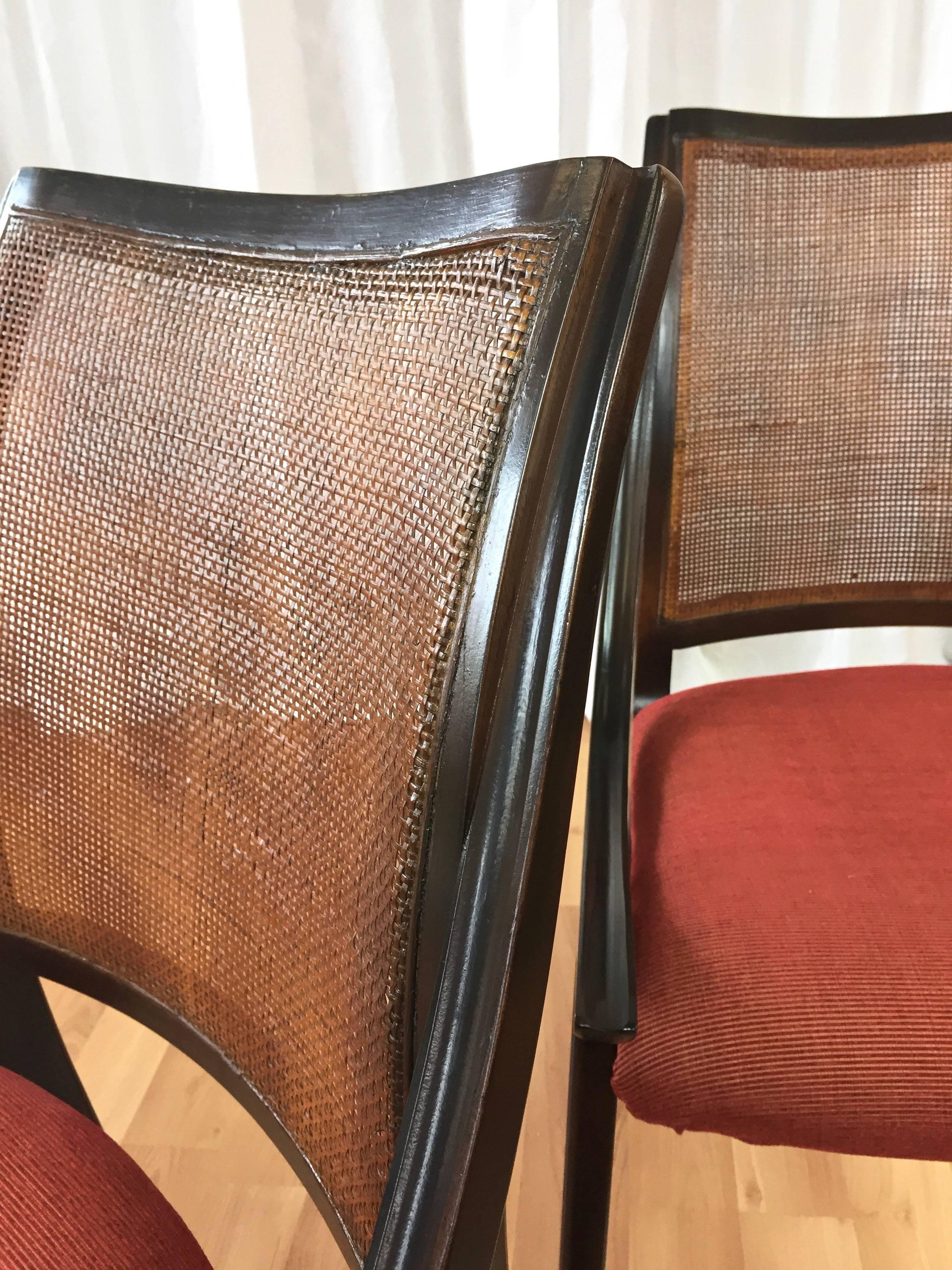 Four Cane Back Walnut Dining Chairs by Richard Thompson for Glenn of California 1