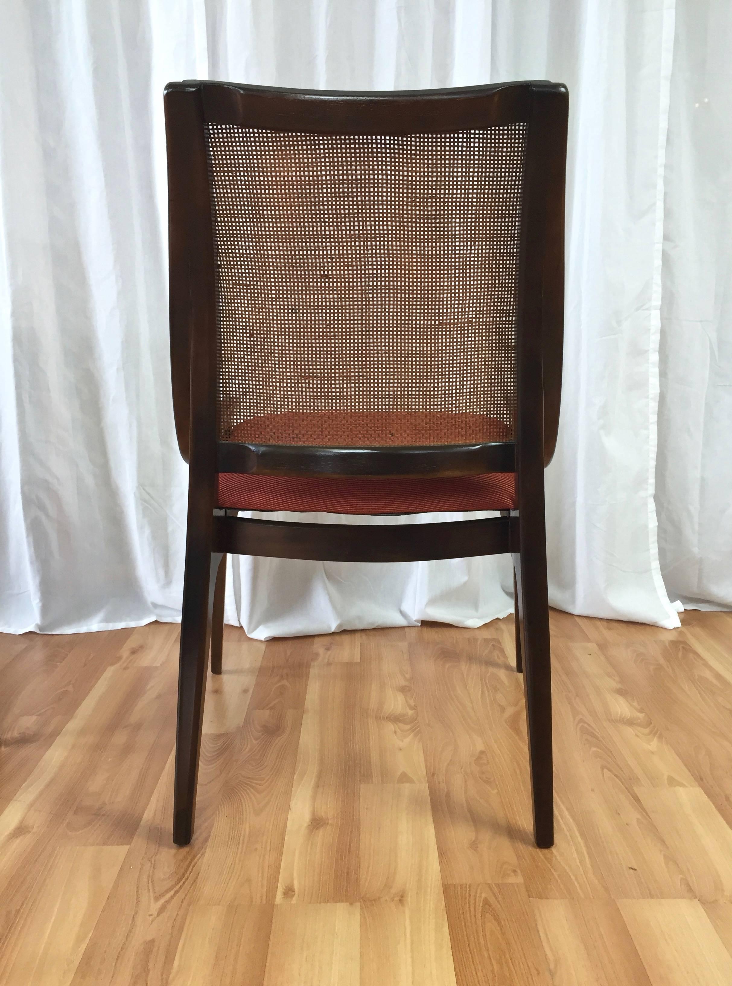 American Four Cane Back Walnut Dining Chairs by Richard Thompson for Glenn of California