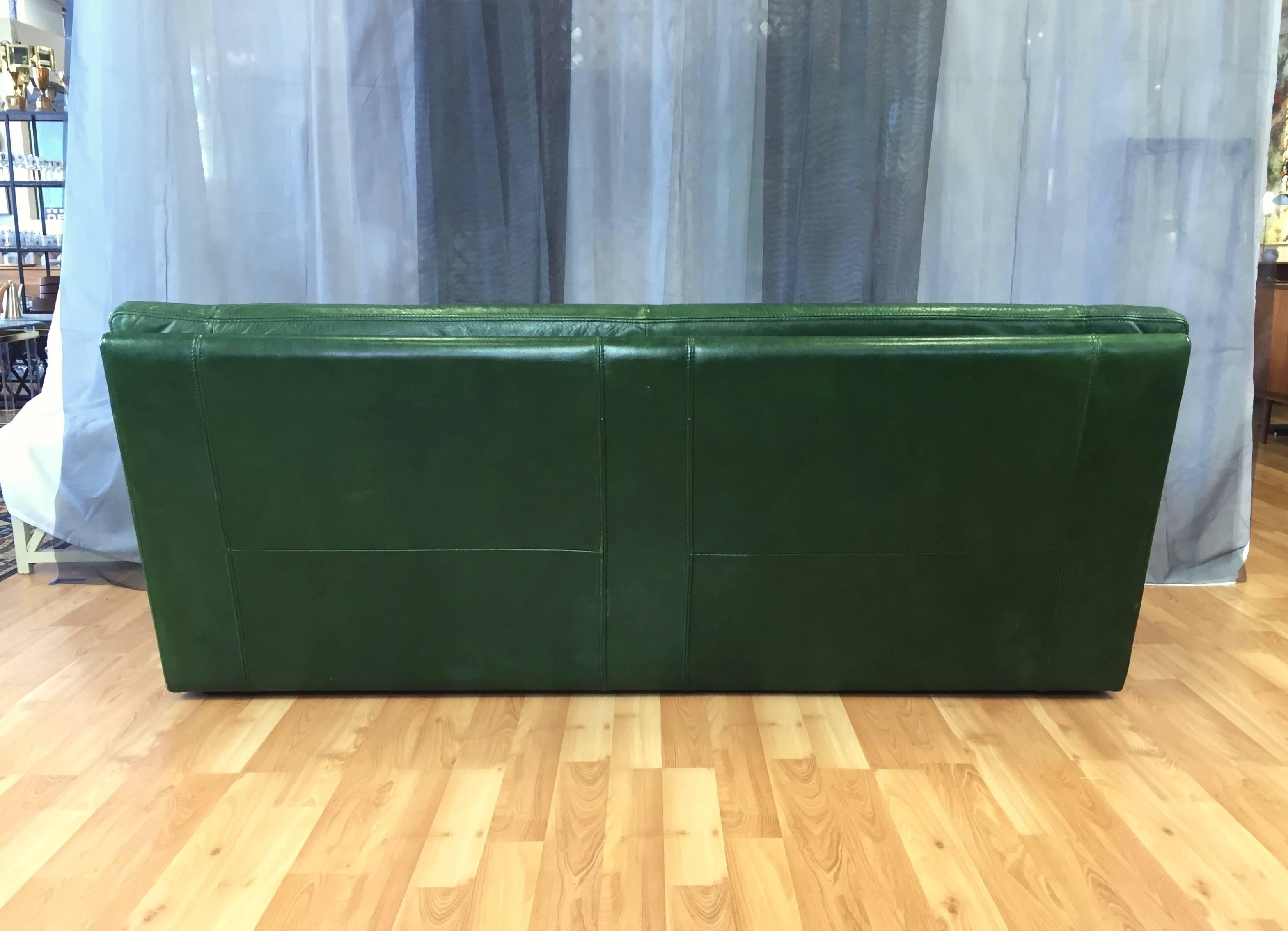 vintage green leather sofa
