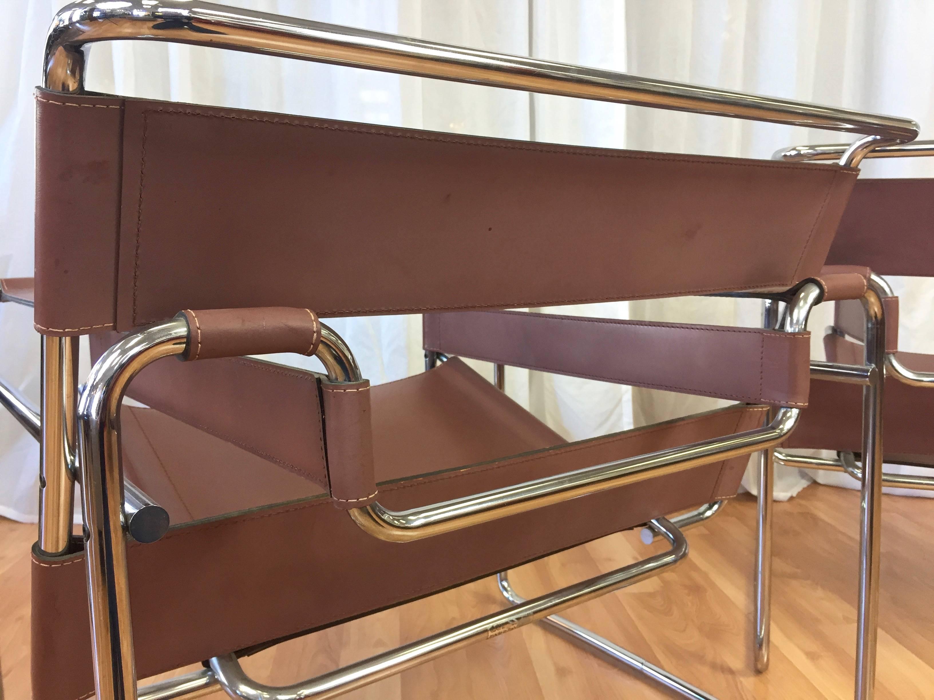 Pair of Marcel Breuer “Wassily” Chairs by Gavina for Knoll In Good Condition In San Francisco, CA