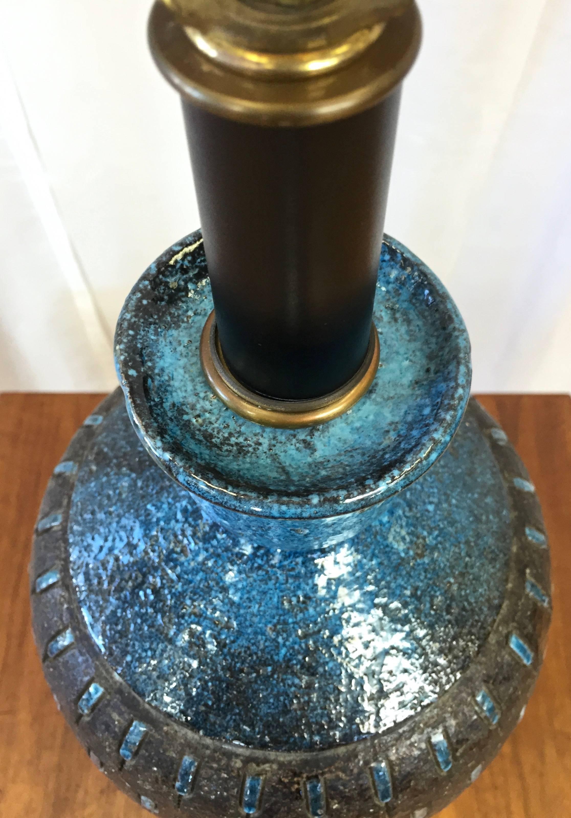 Monumental and Uncommon Aldo Londi for Bitossi Rimini Blue Lamp In Excellent Condition In San Francisco, CA