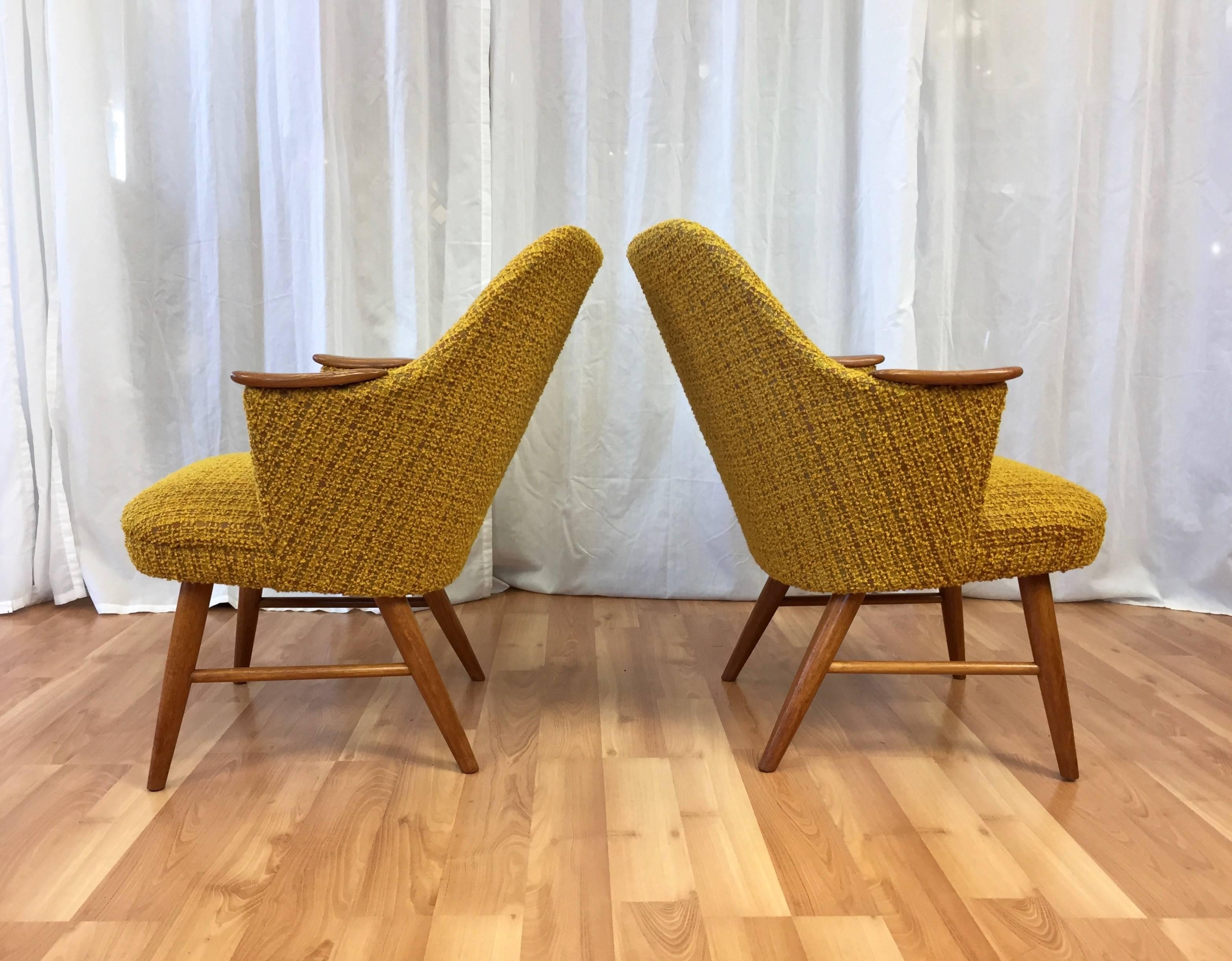 Diminutive Pair of Danish Modern Upholstered Teak Armchairs In Good Condition In San Francisco, CA