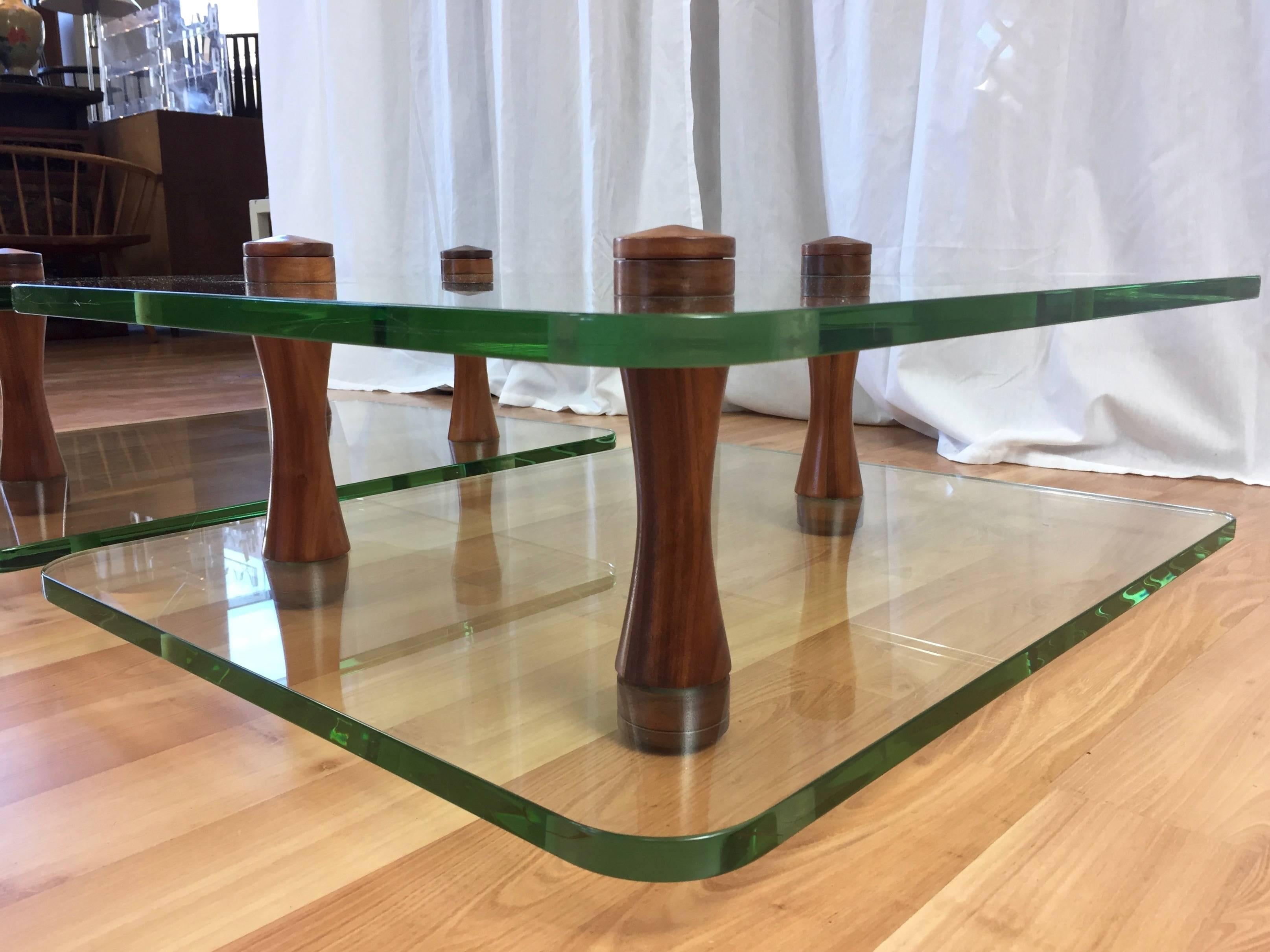 Pair of Rare Gilbert Rohde for Herman Miller Walnut and Glass End Tables In Good Condition For Sale In San Francisco, CA