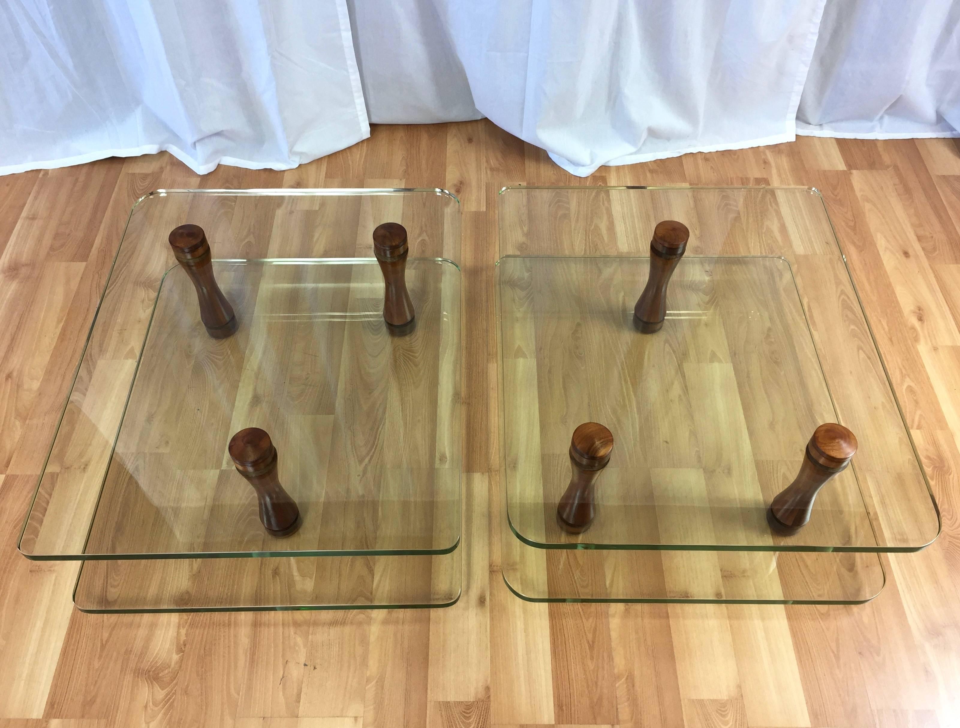 Pair of Rare Gilbert Rohde for Herman Miller Walnut and Glass End Tables For Sale 3