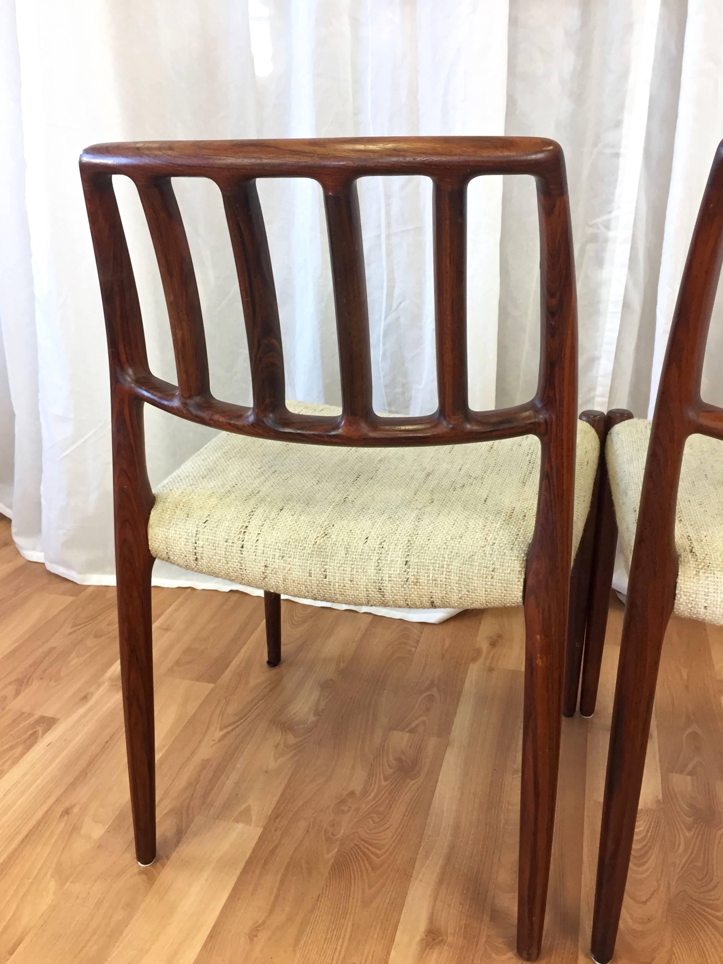 Set of Six Niels Møller “Model 83” Rosewood Dining Chairs for J.L. Møller In Good Condition In San Francisco, CA