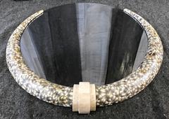 Python Skin and Fossil Stone Mirror in the Manner of Karl Springer