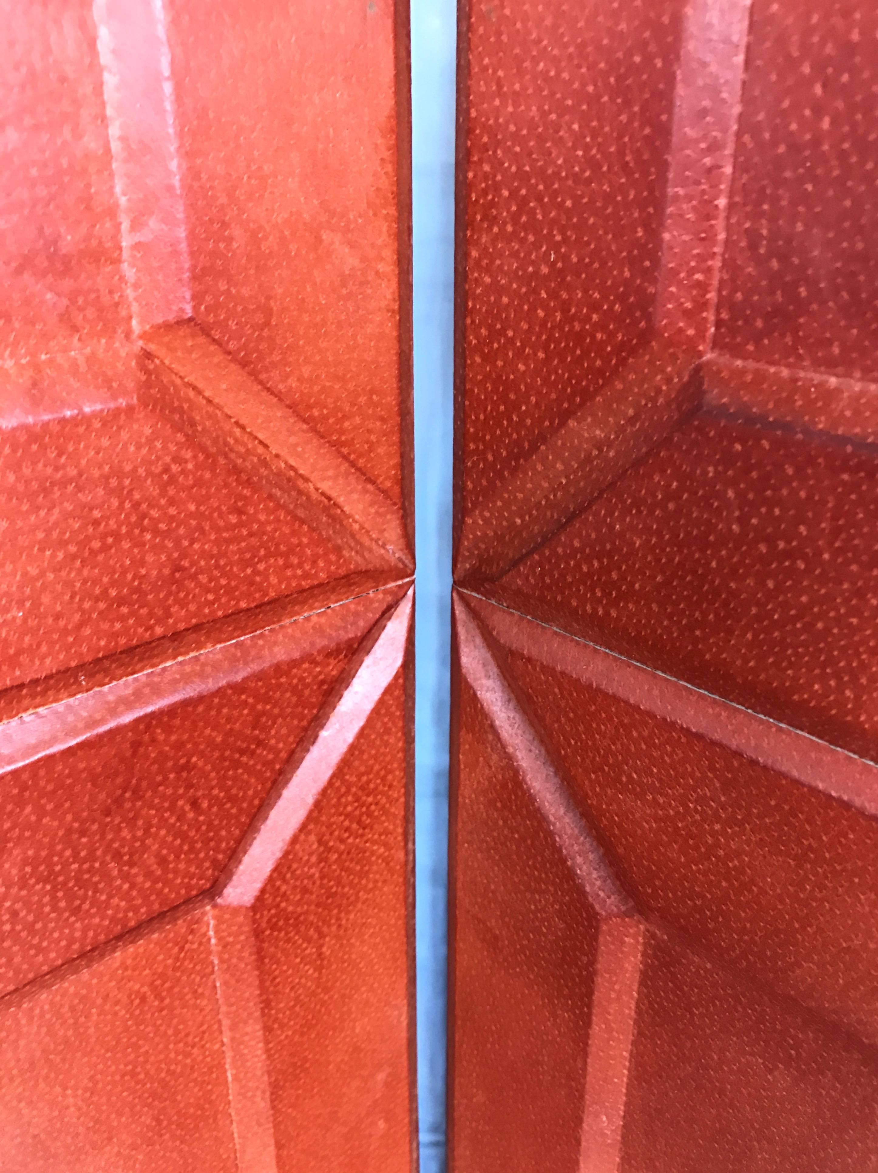 Late 20th Century Maitland-Smith Leather-Clad Four-Panel Folding Screen