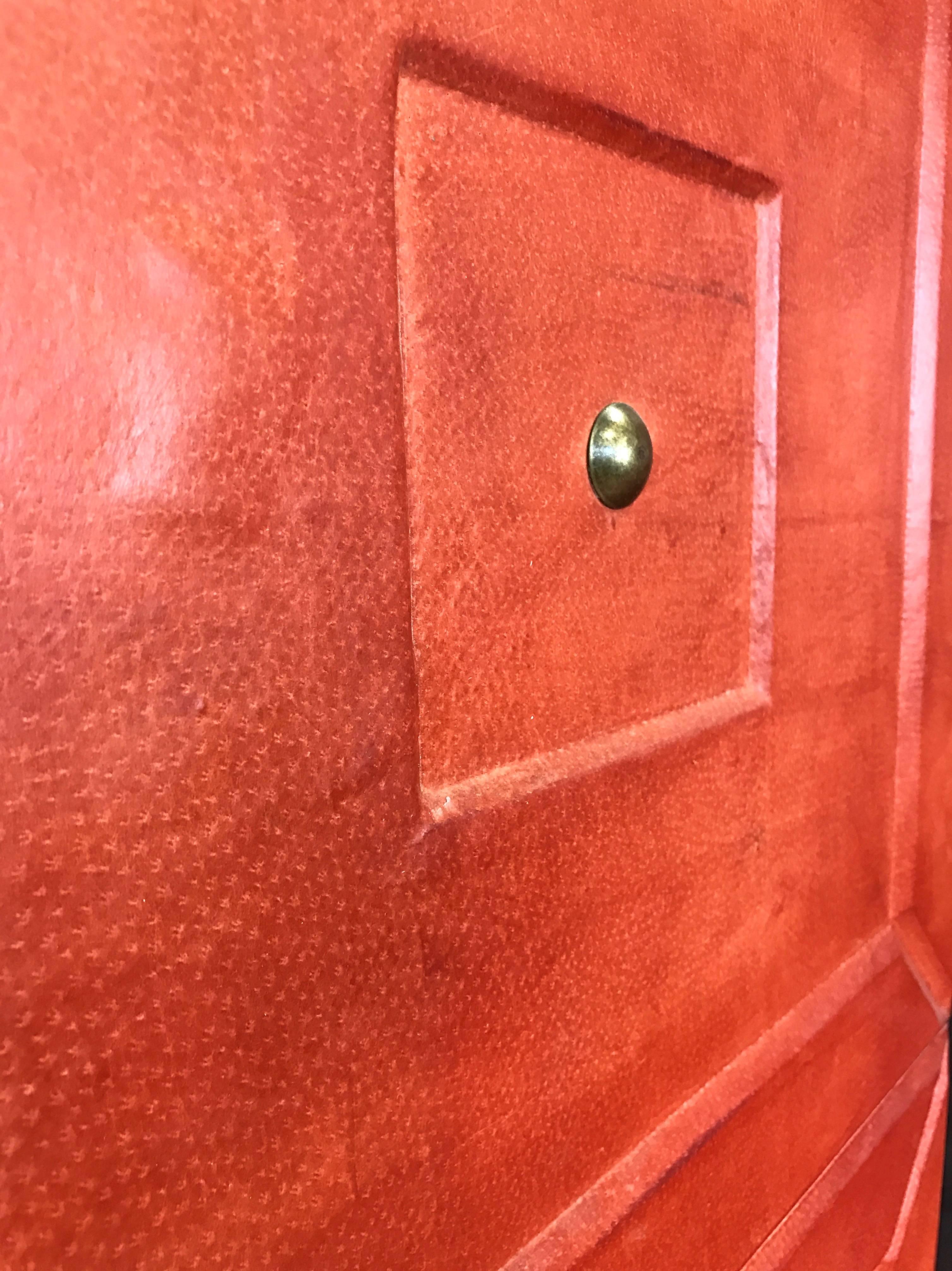 Maitland-Smith Leather-Clad Four-Panel Folding Screen In Good Condition In San Francisco, CA