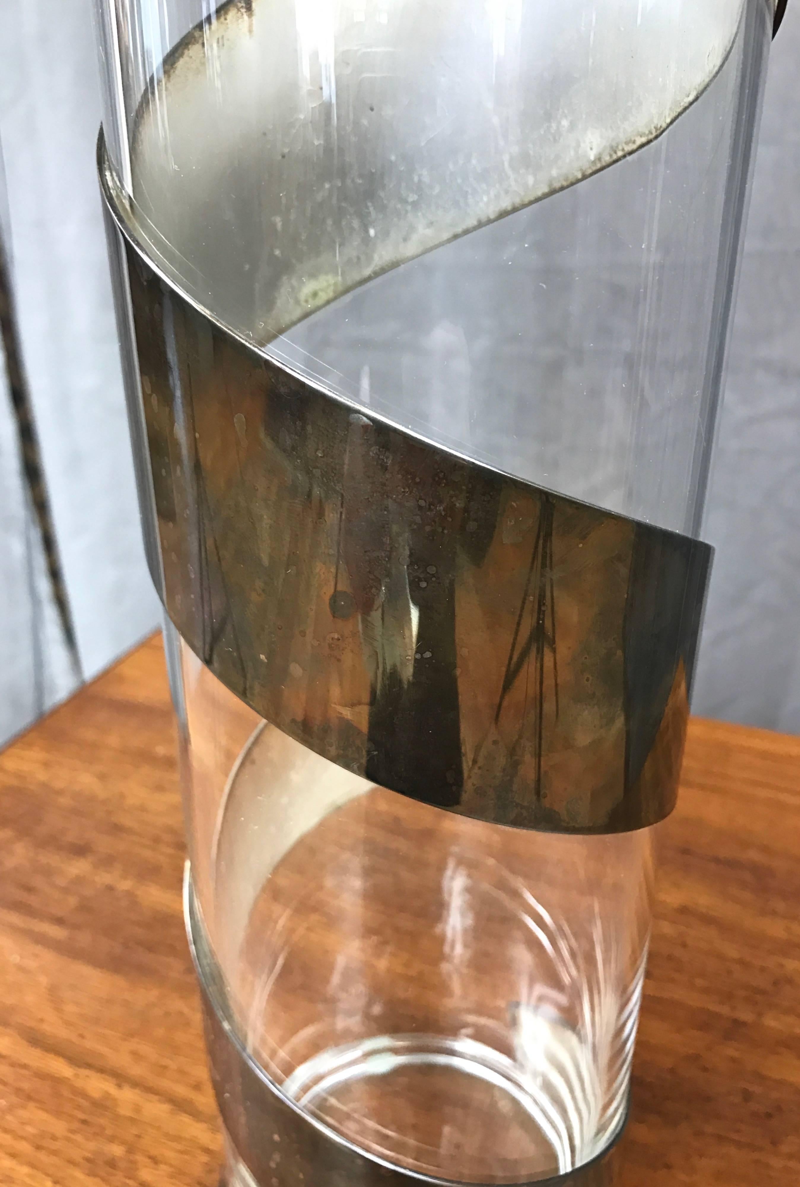 Italian Lino Sabattini Tall Silverplate-Wrapped Crystal Vase