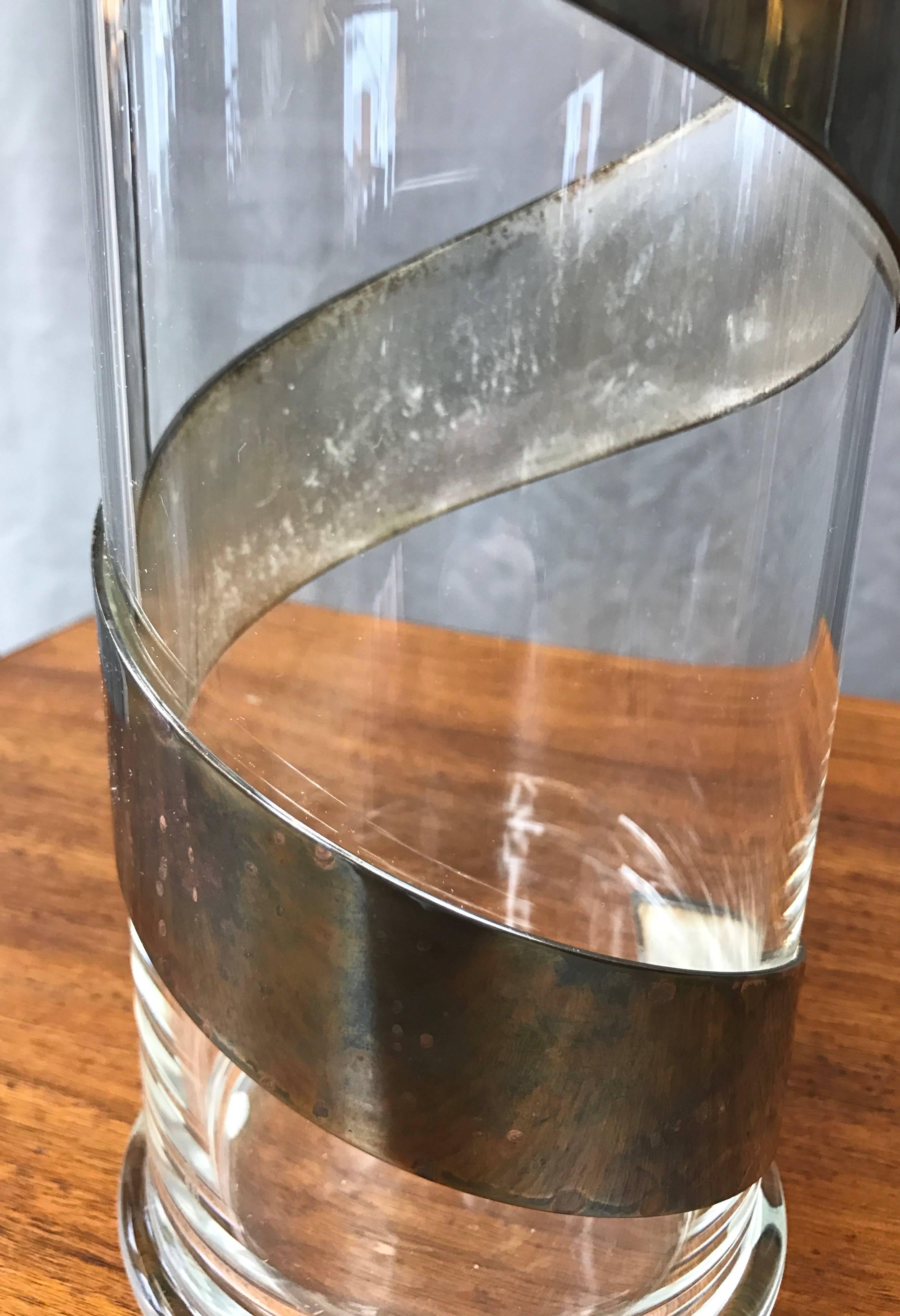 Lino Sabattini Tall Silverplate-Wrapped Crystal Vase In Excellent Condition In San Francisco, CA