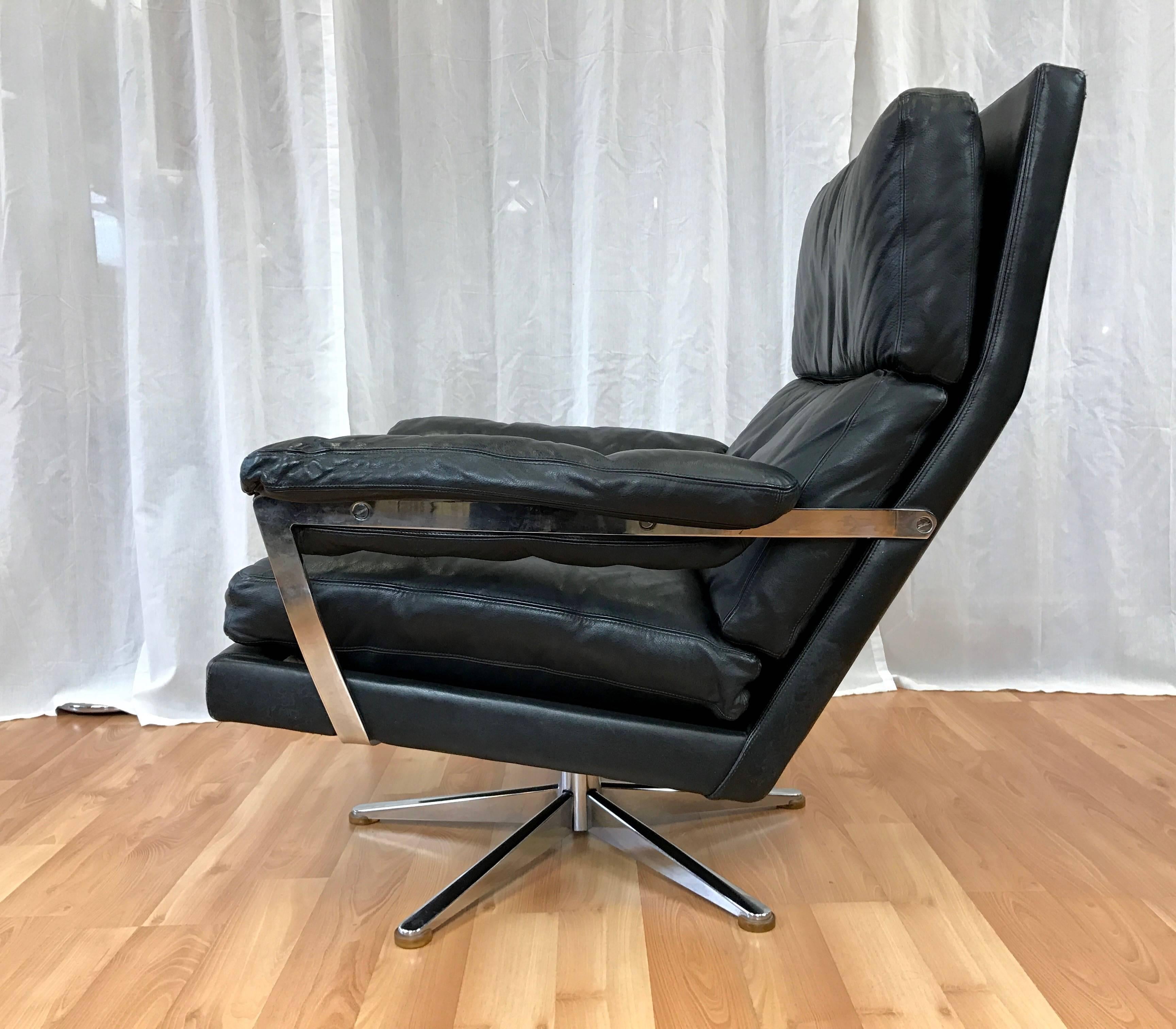 swedish leather chair and ottoman