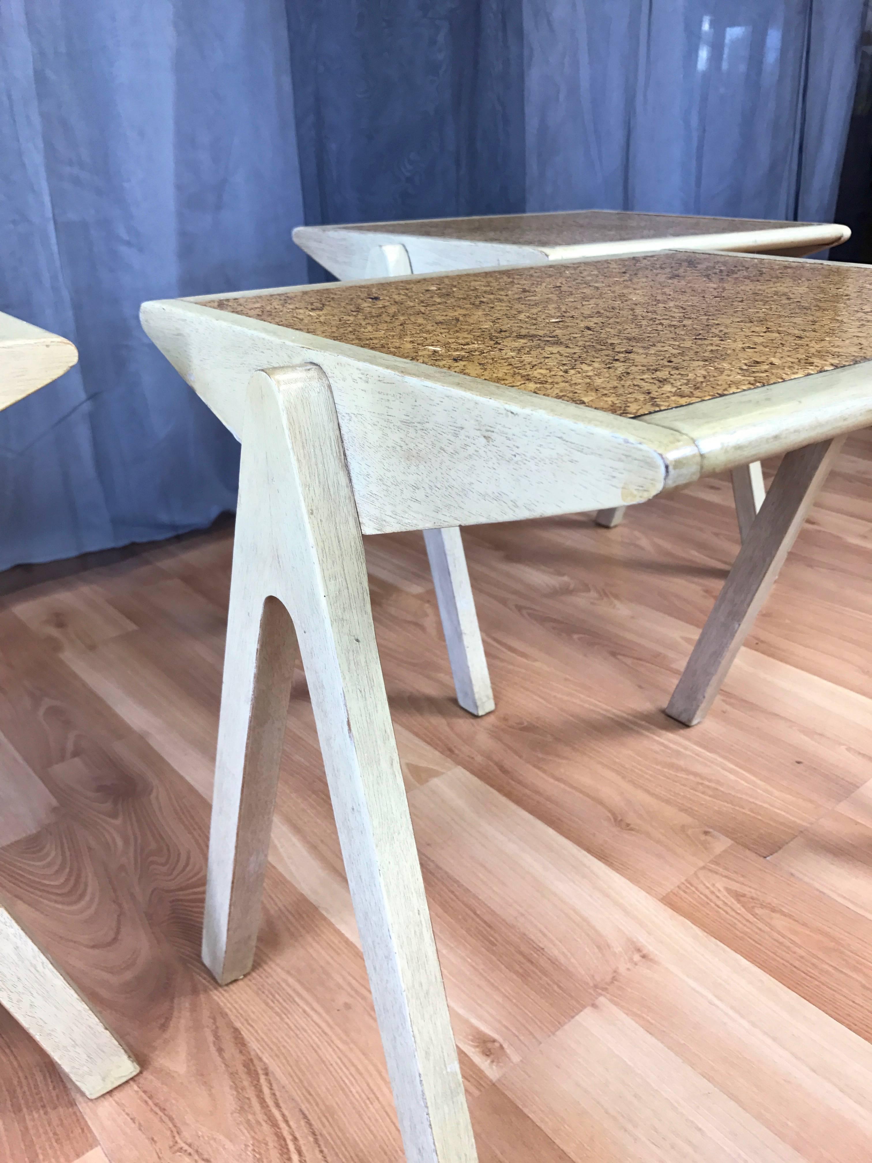 Rare Jon Jansen Set of Cork Top Stacking Tables In Good Condition In San Francisco, CA