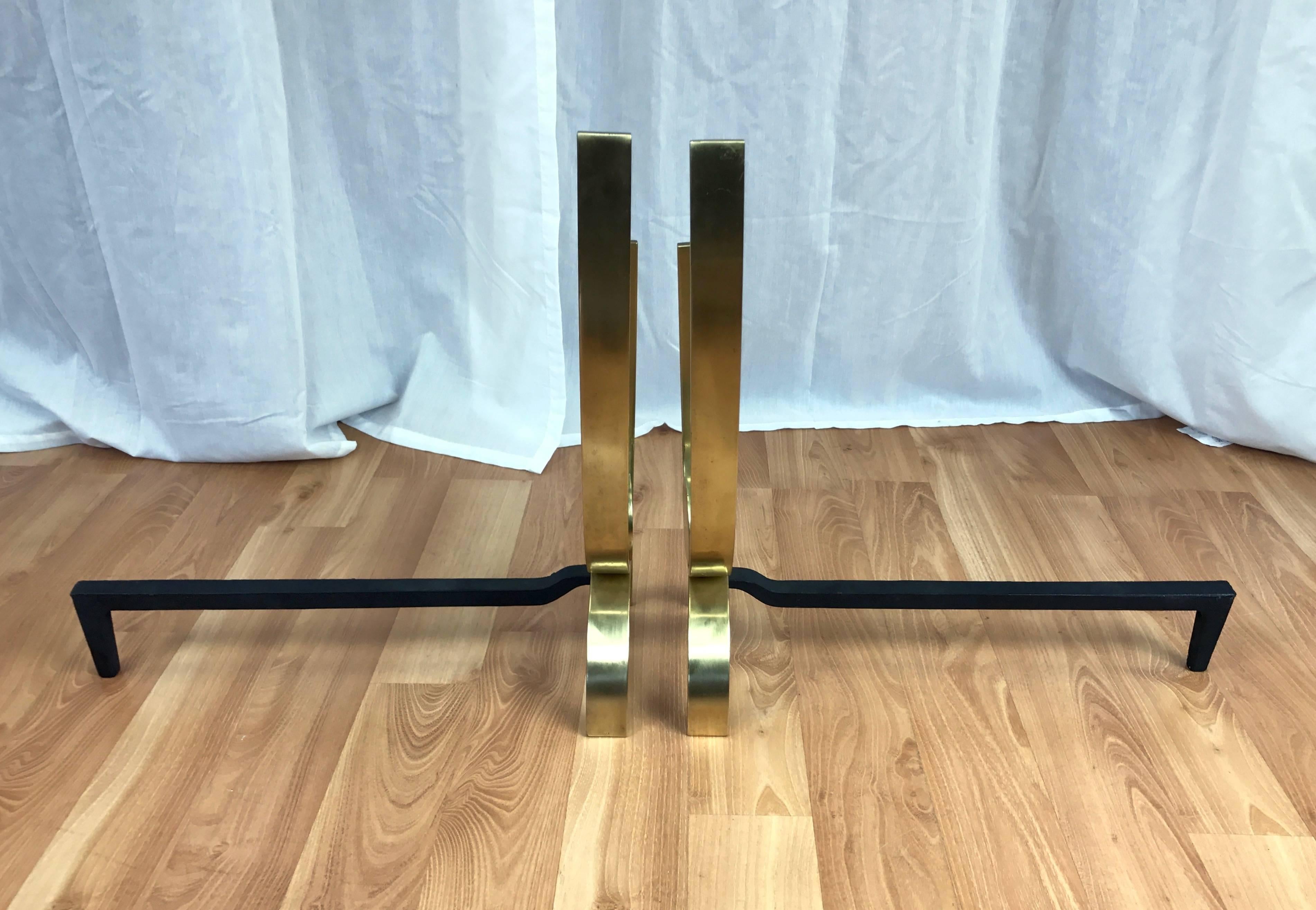 Donald Deskey Sculptural Brass Andirons 2