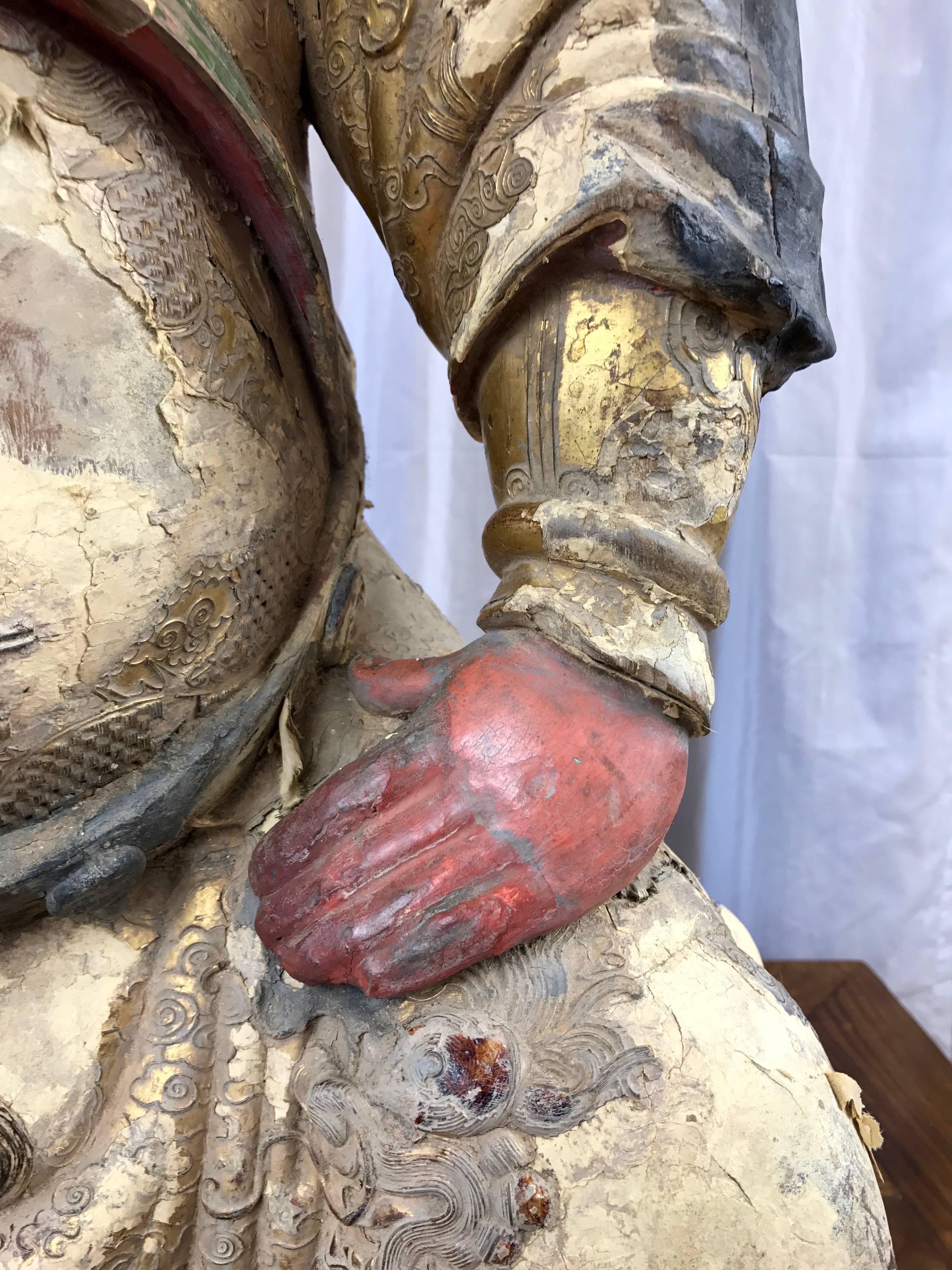 18th Century Qing Dynasty Large Wood Figure of Chinese Deity Guandi 3