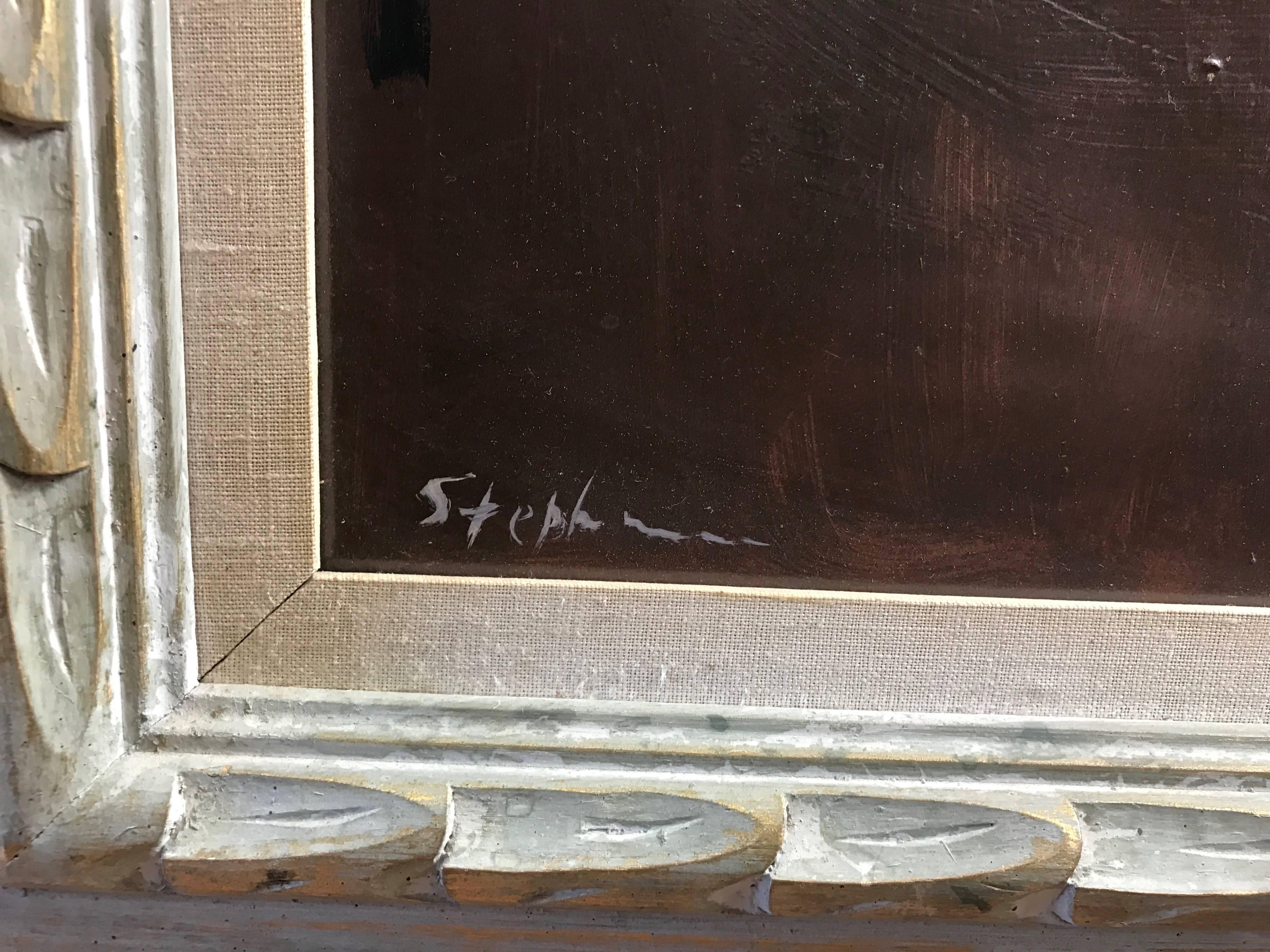 Harold Stephenson 'Aka “Abruzzi”' Harlequin Oil Painting In Excellent Condition In San Francisco, CA