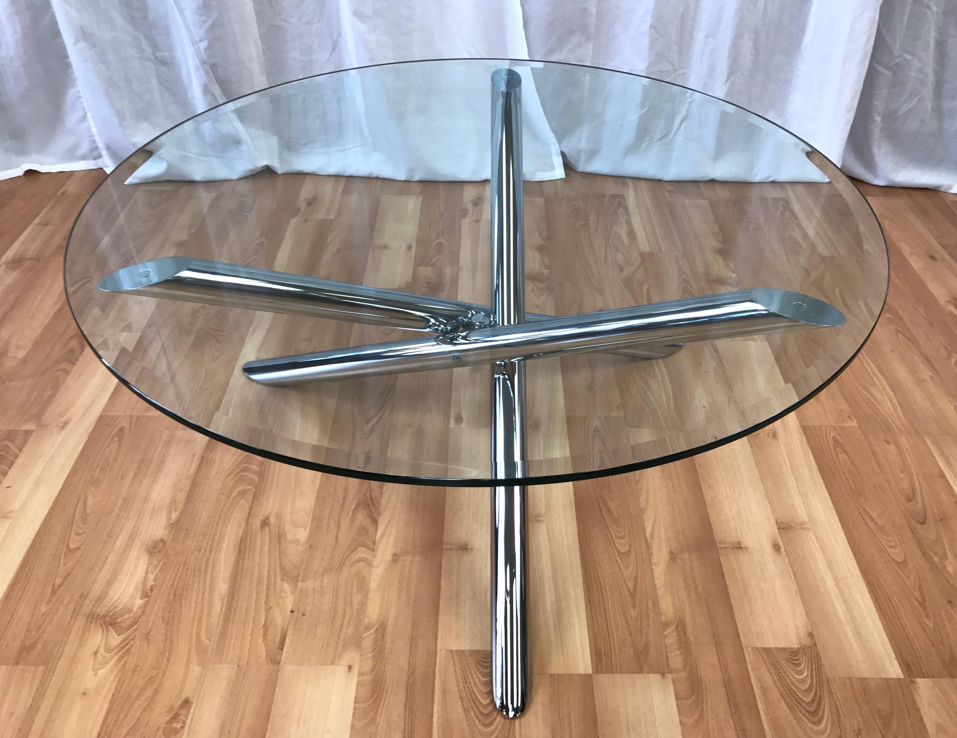 round glass and chrome coffee table