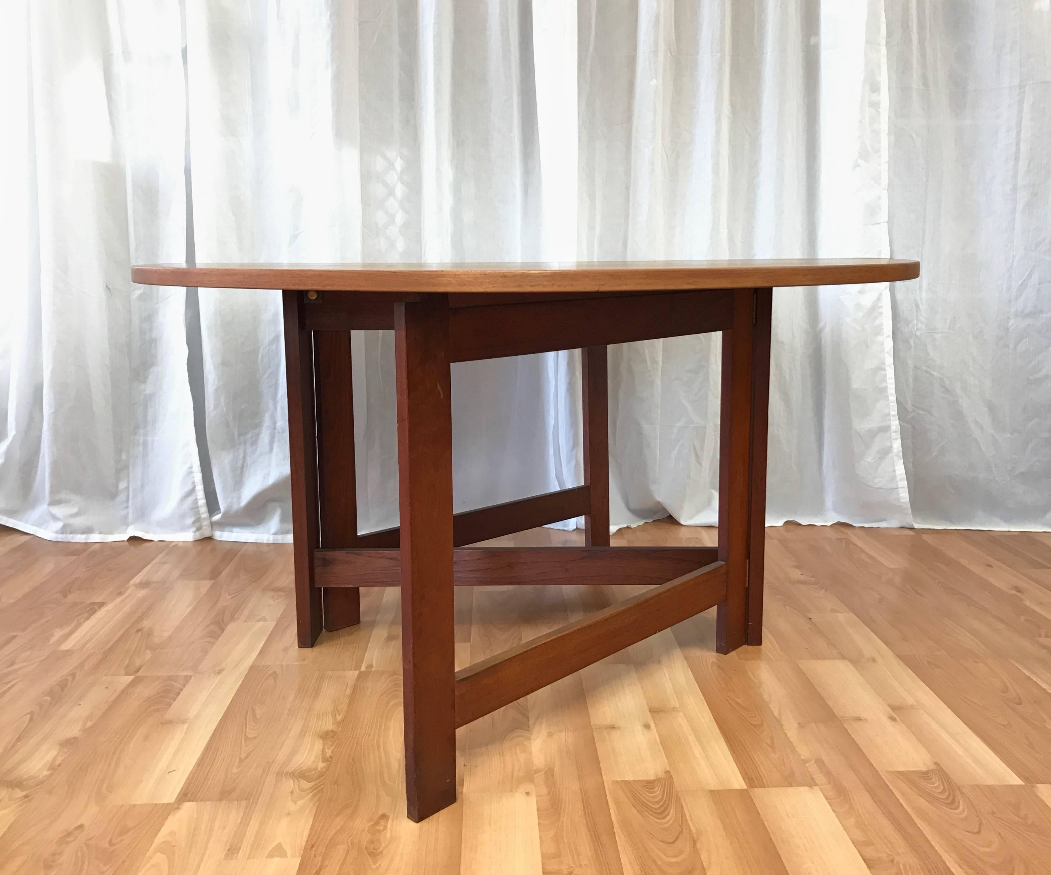 Wood Mid-Century Scandinavian George III-Style Drop-Leaf Teak Table