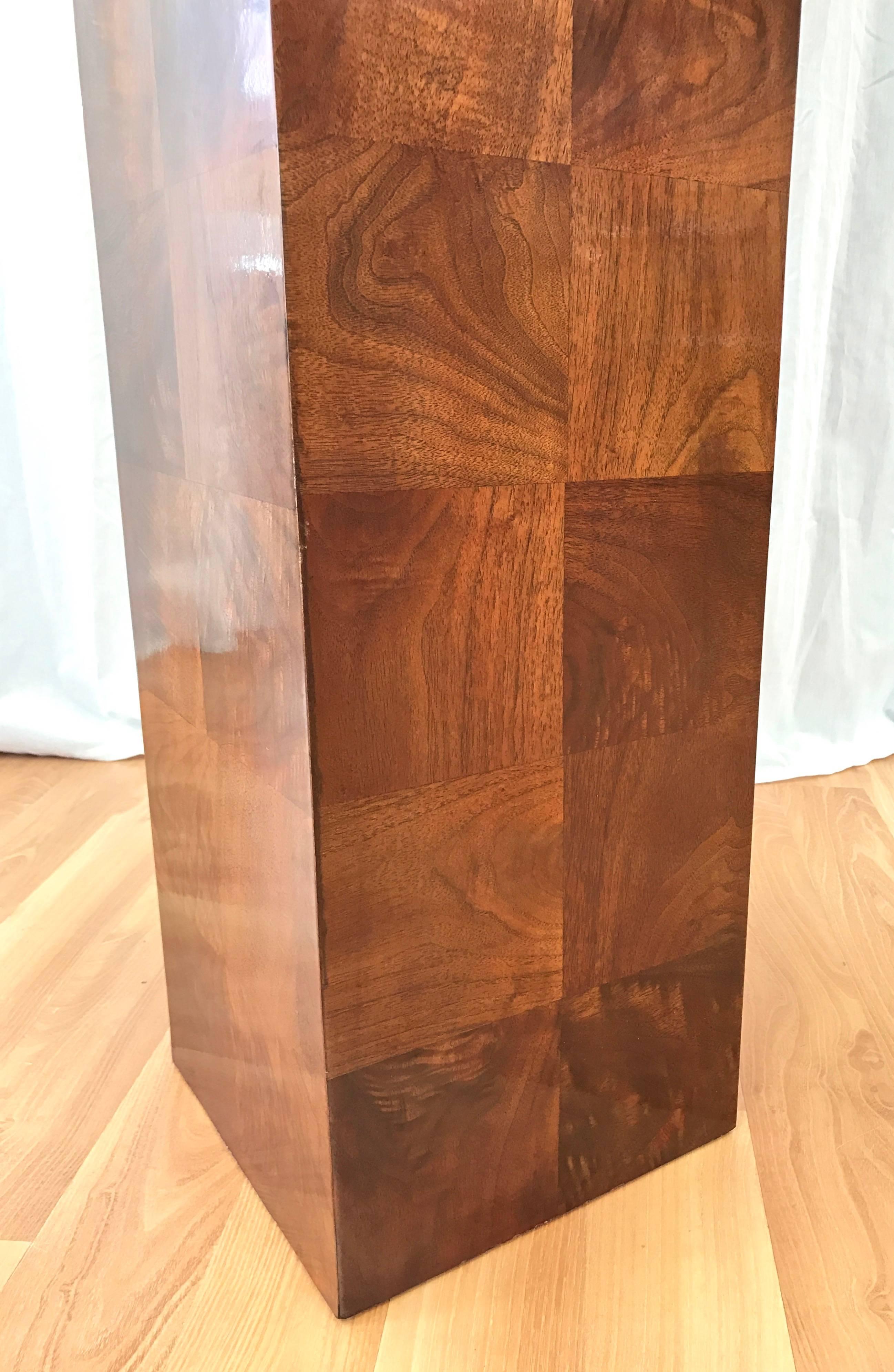 Wood Vintage Milo Baughman-Style Architectural Walnut Pedestal