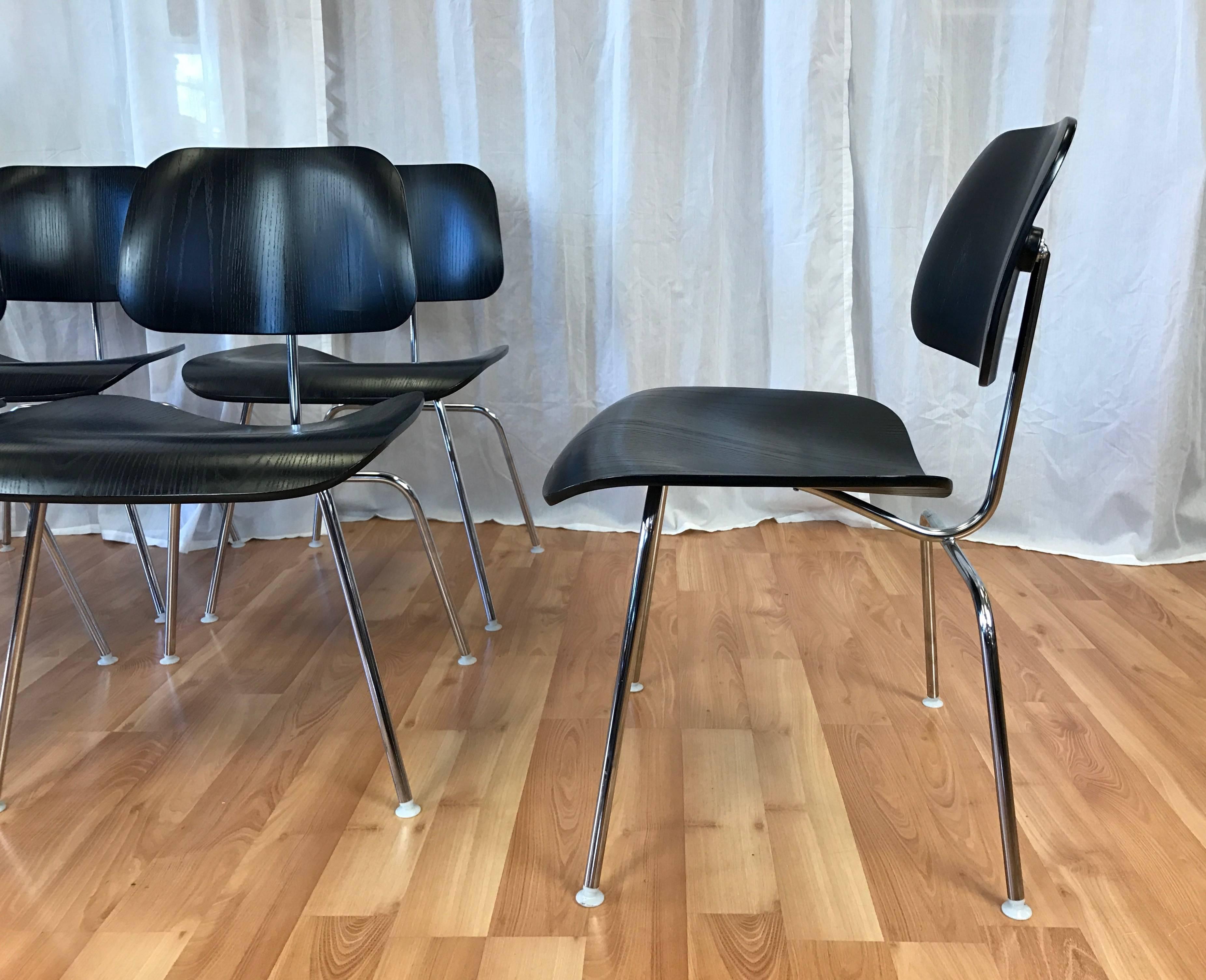 American Eames for Herman Miller Ebony DCM Chairs, Four Available
