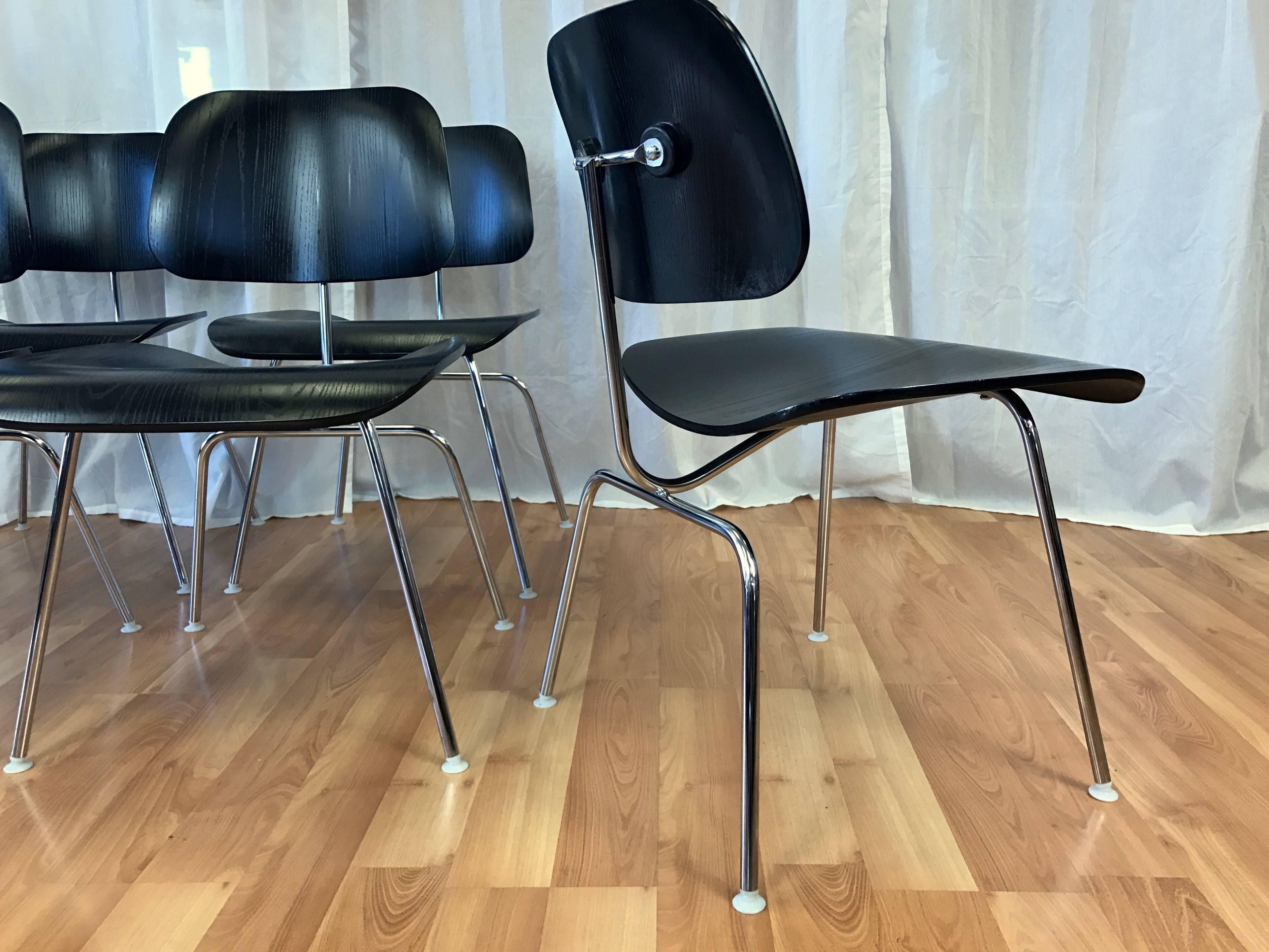 Eames for Herman Miller Ebony DCM Chairs, Four Available In Good Condition In San Francisco, CA