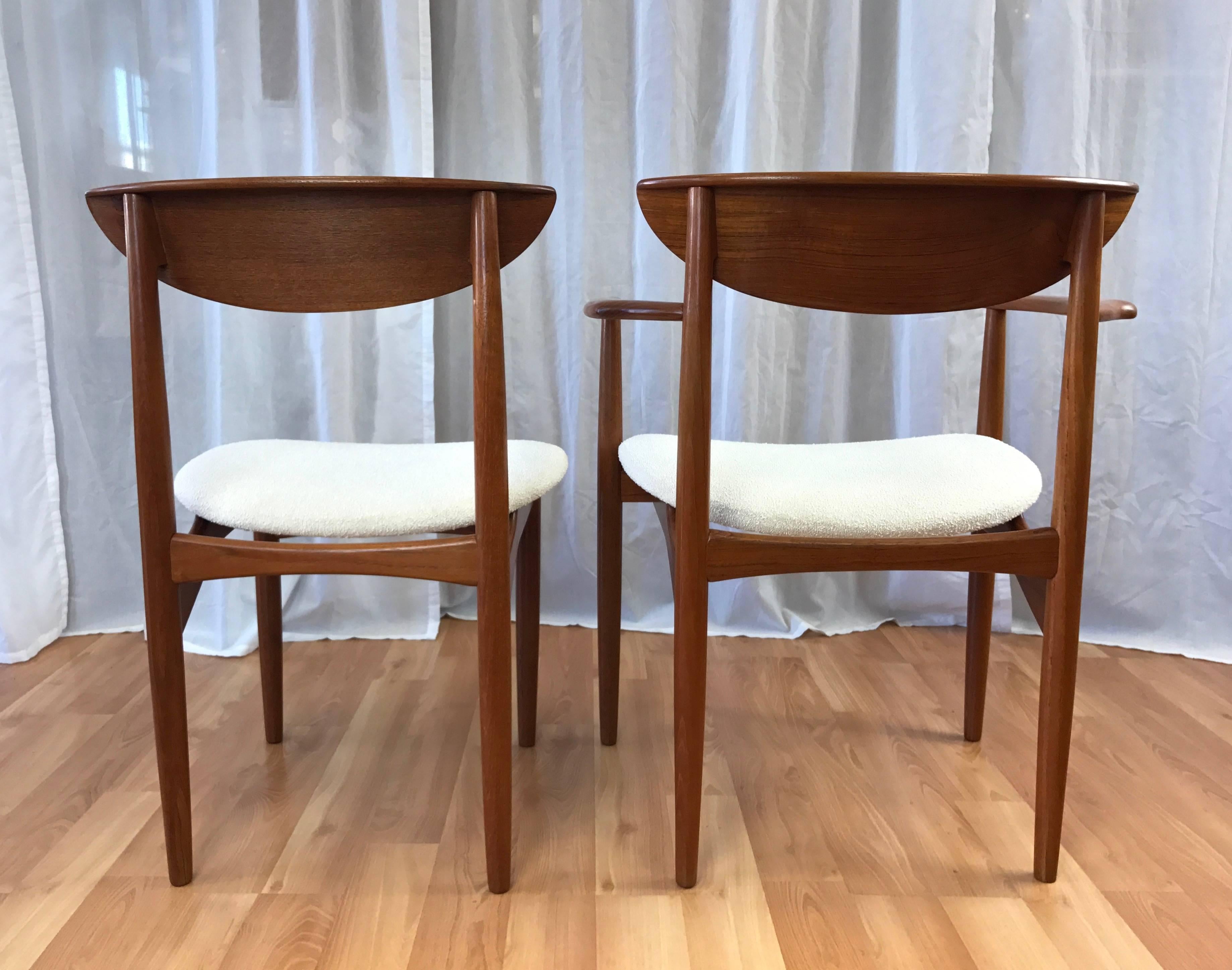 Danish Set of Seven Uncommon Hvidt and Mølgaard-nielsen Teak Dining Chairs