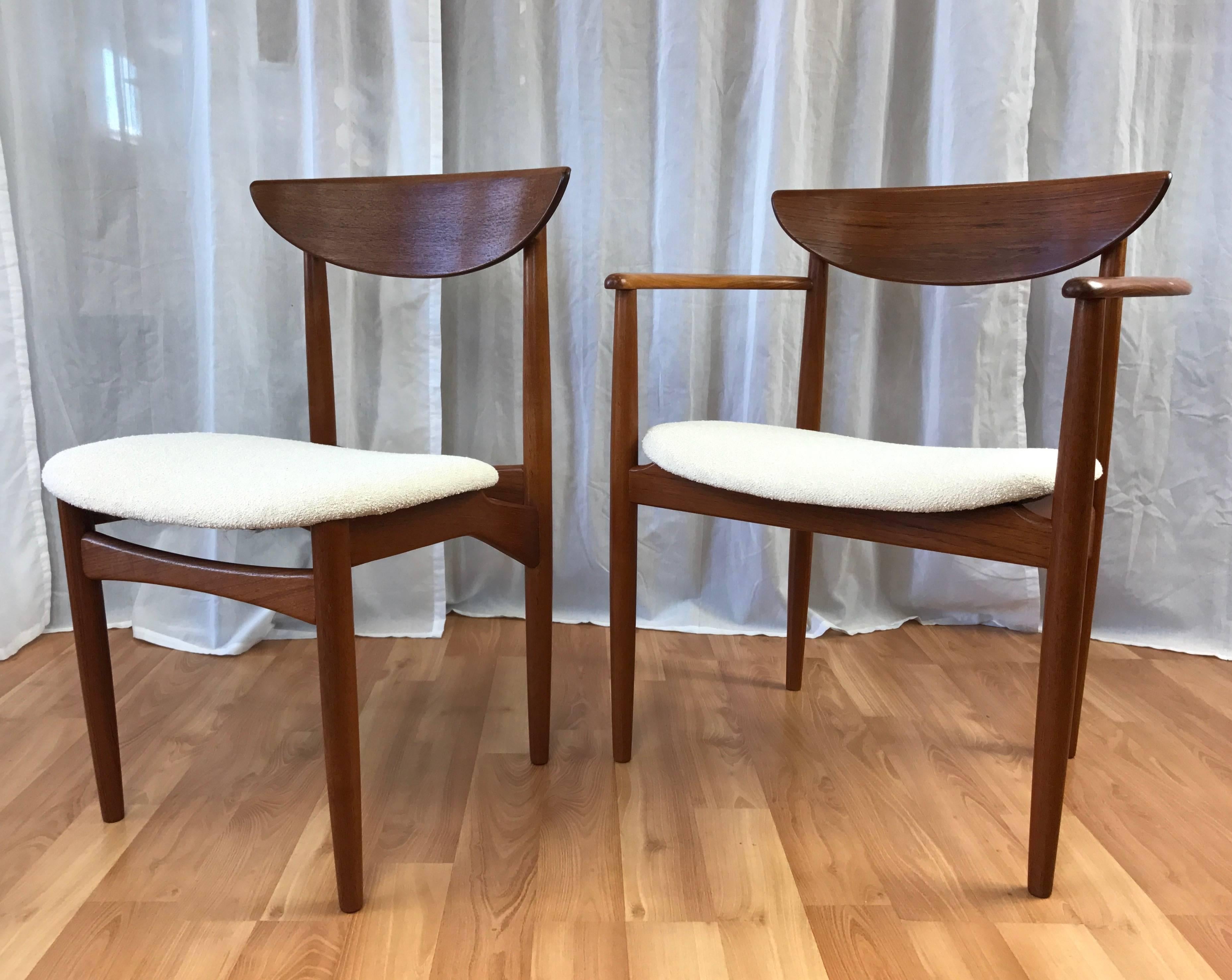 Scandinavian Modern Set of Seven Uncommon Hvidt and Mølgaard-nielsen Teak Dining Chairs