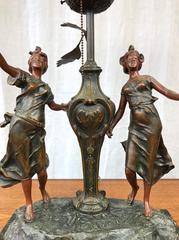 Art Nouveau French Figural Table Lamp in the Manner of L & F Moreau