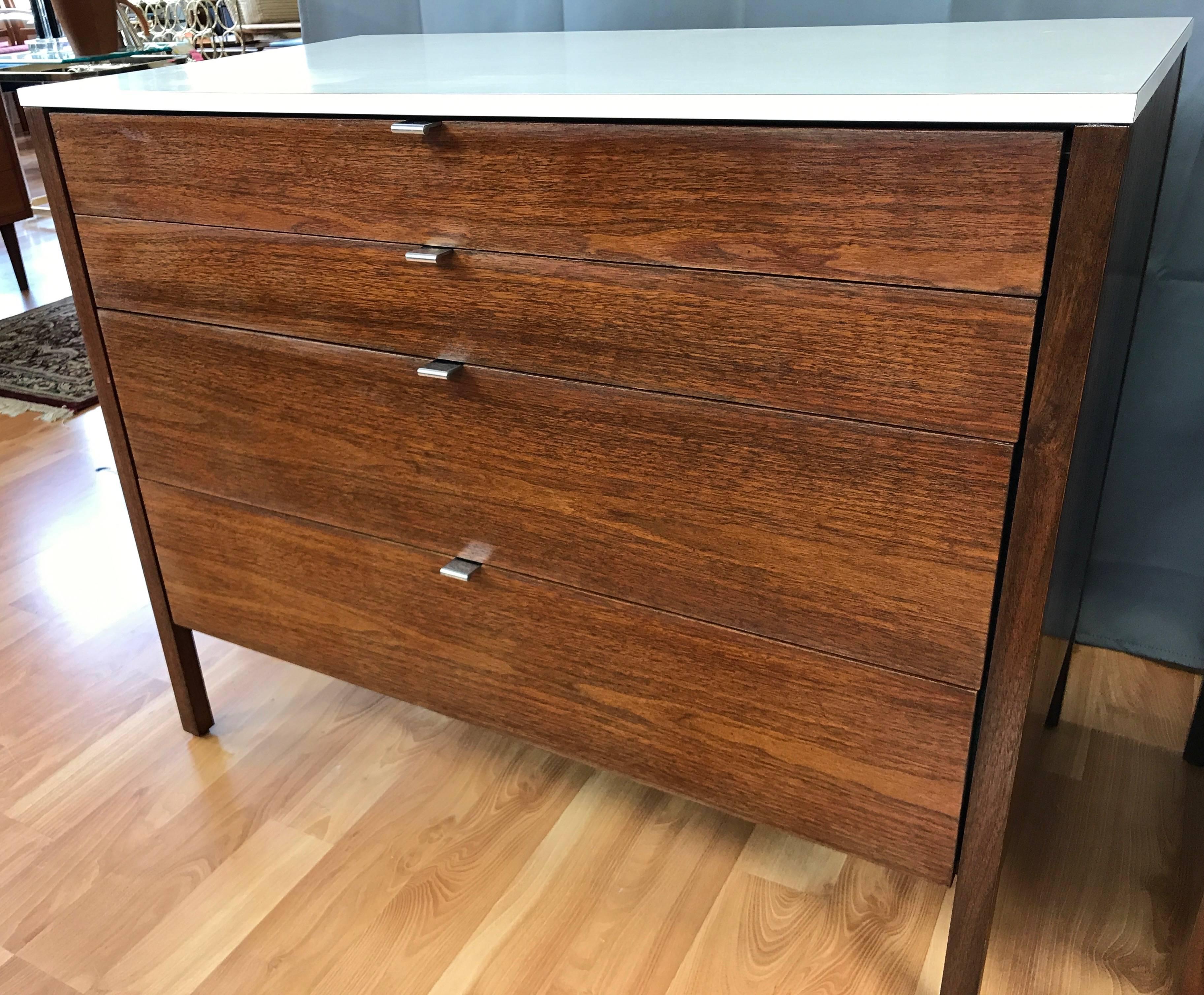 American Two Florence Knoll Laminate-Top Walnut Dressers by Knoll Associates