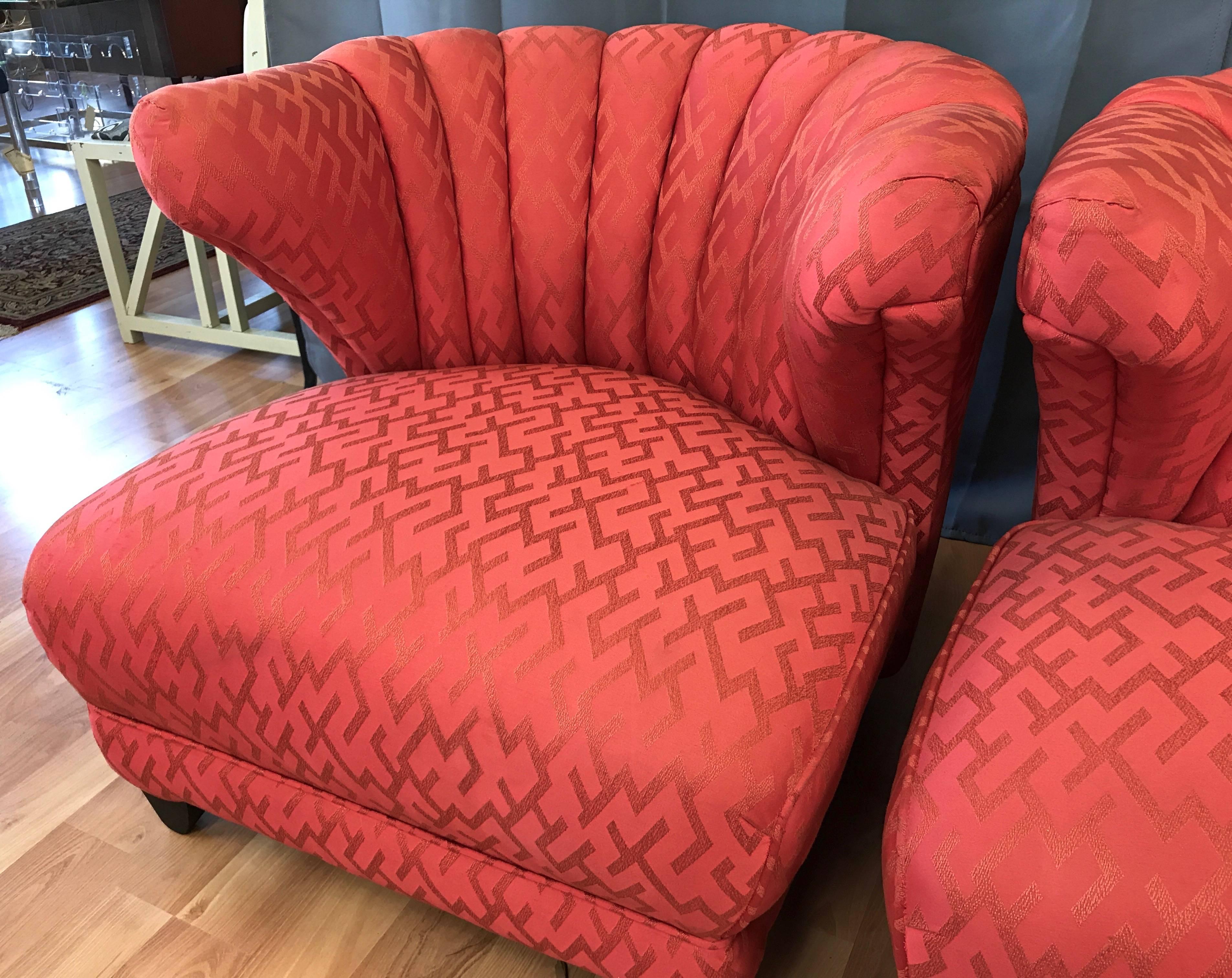 Pair of James Mont Upholstered Lounge Chairs 1