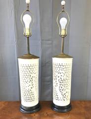 Pair of Blanc de Chine Cherry Tree Motif Table Lamps
