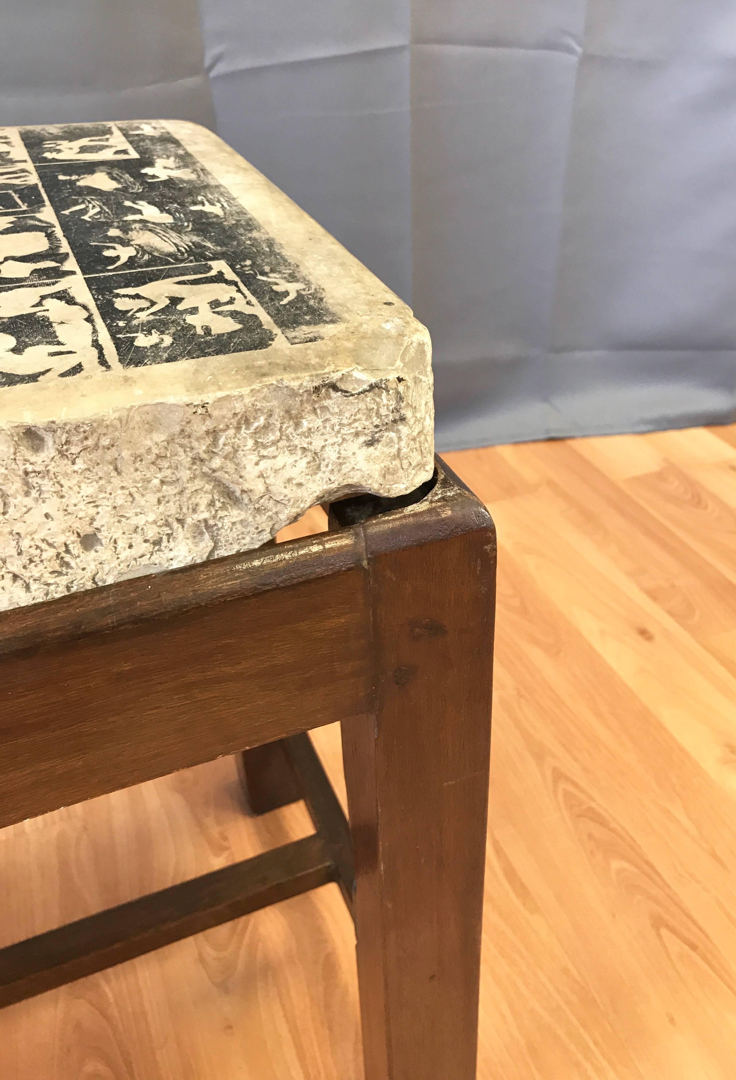 Lithography Stone Top and Mahogany Base End Tables 2