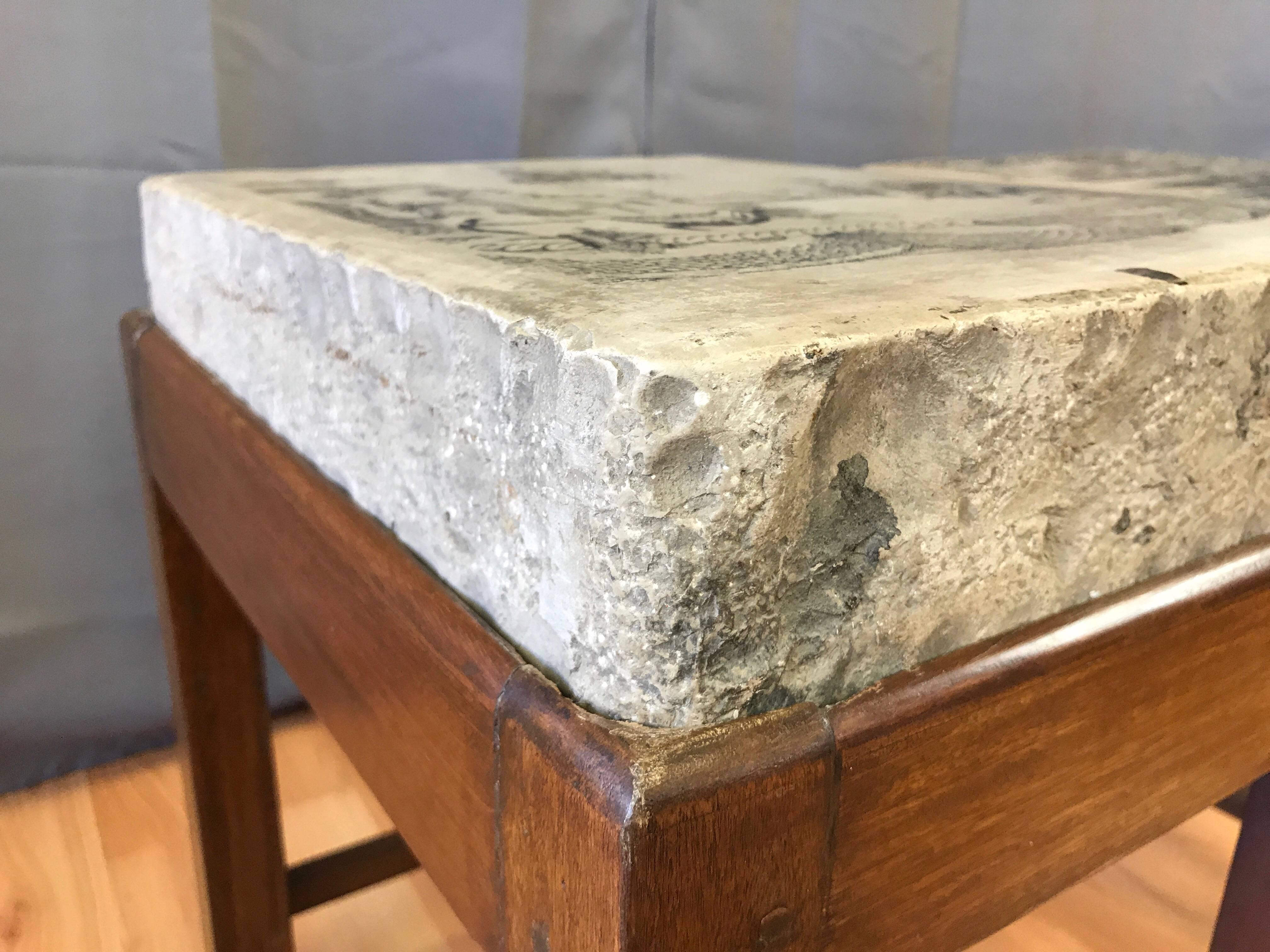 Lithography Stone Top and Mahogany Base End Tables 1