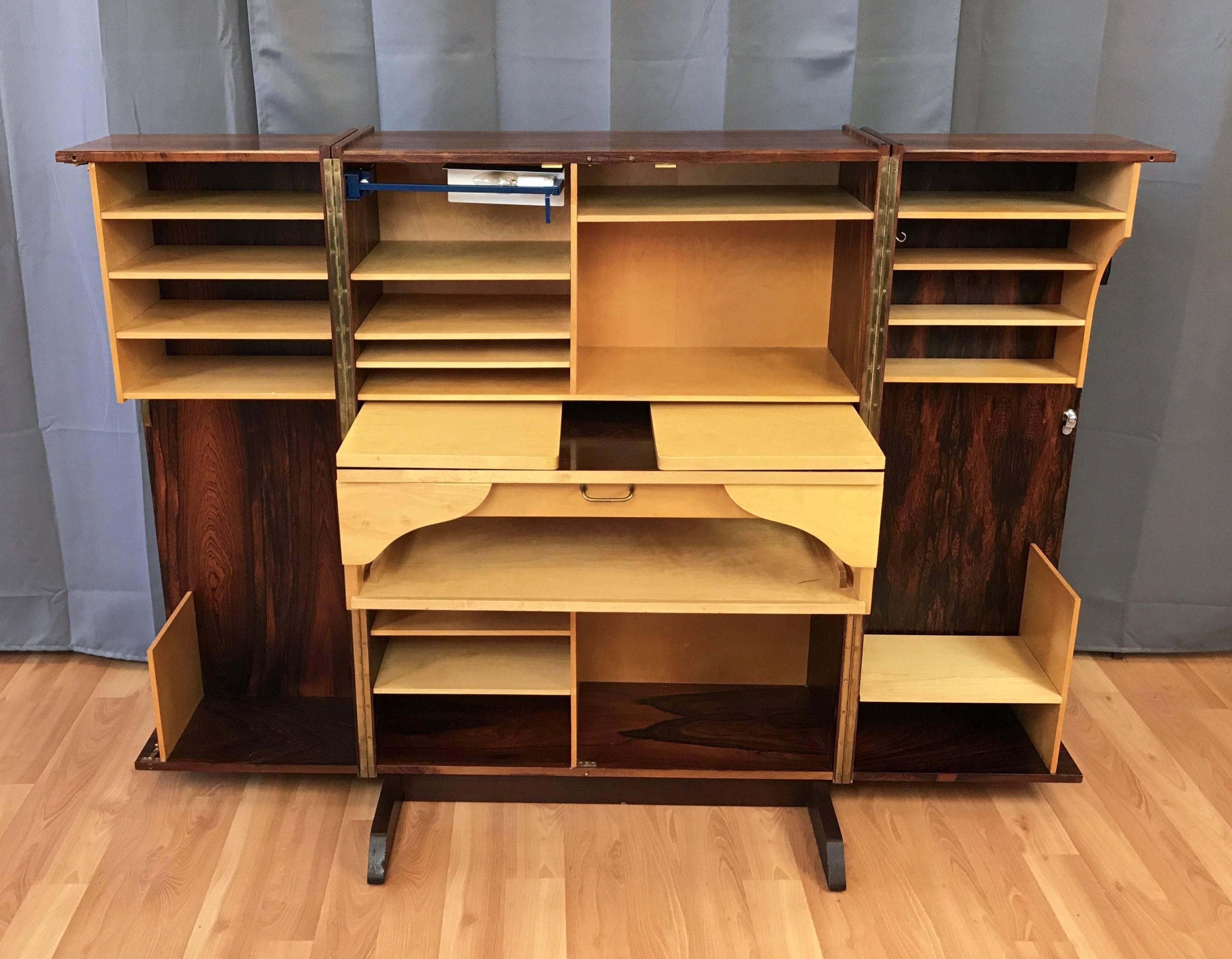 Scandinavian Modern Mummenthaler & Meier “Magic Box” Transforming Rosewood Desk