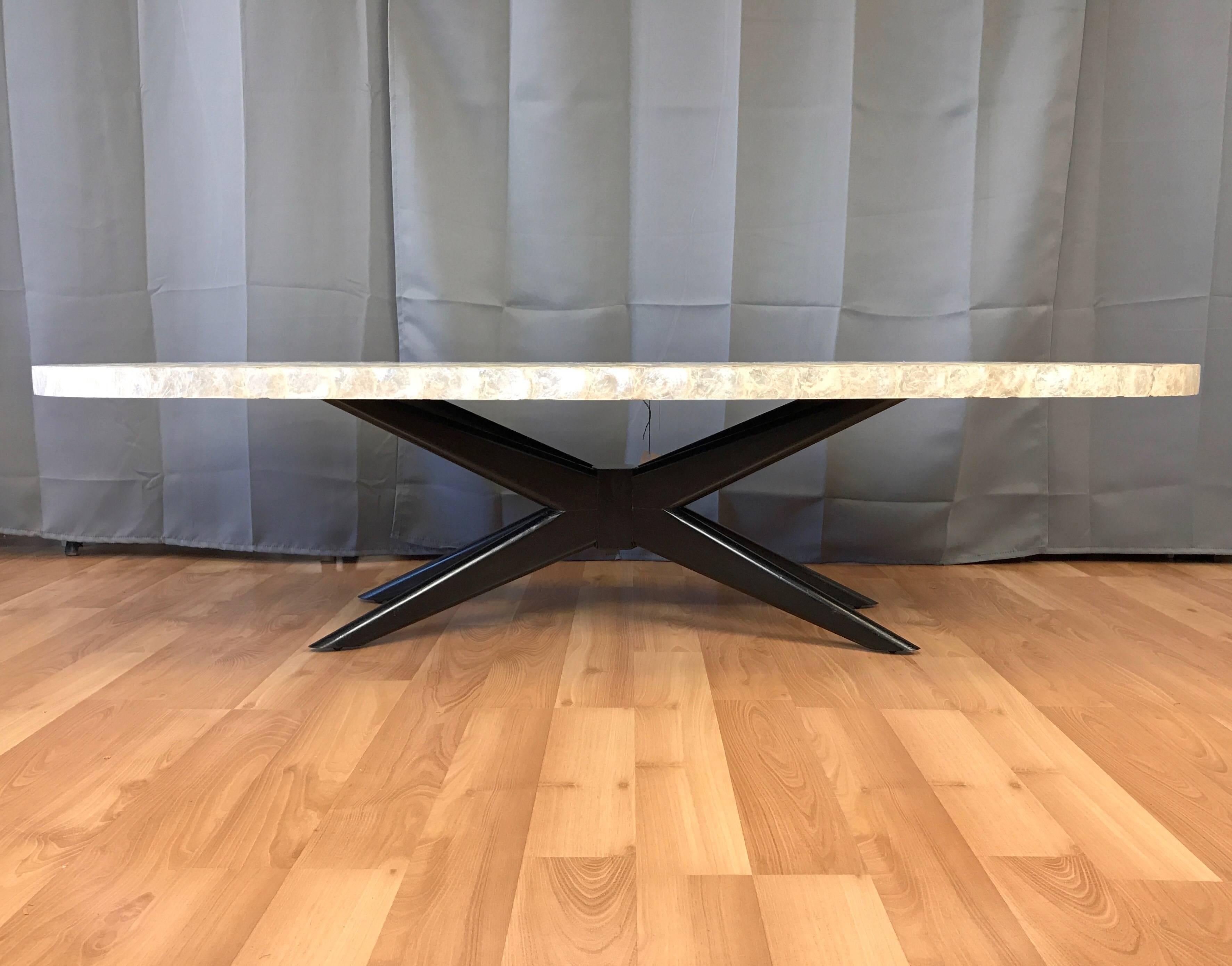 Mid-Century Modern Capiz Shell Surfboard Coffee Table