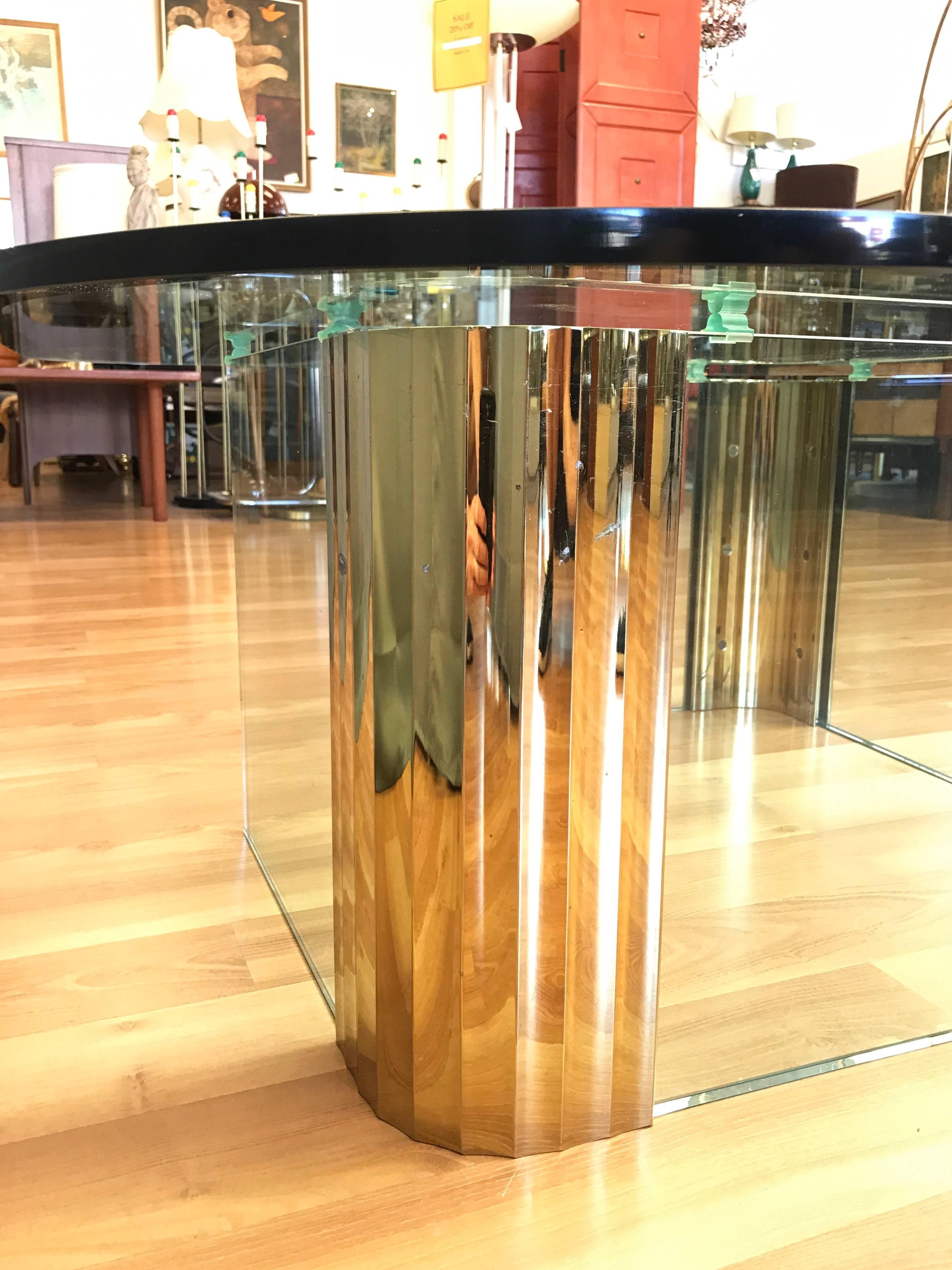 Asymmetrical Brass and Glass Coffee Table in the Style of Leon Rosen for Pace 3
