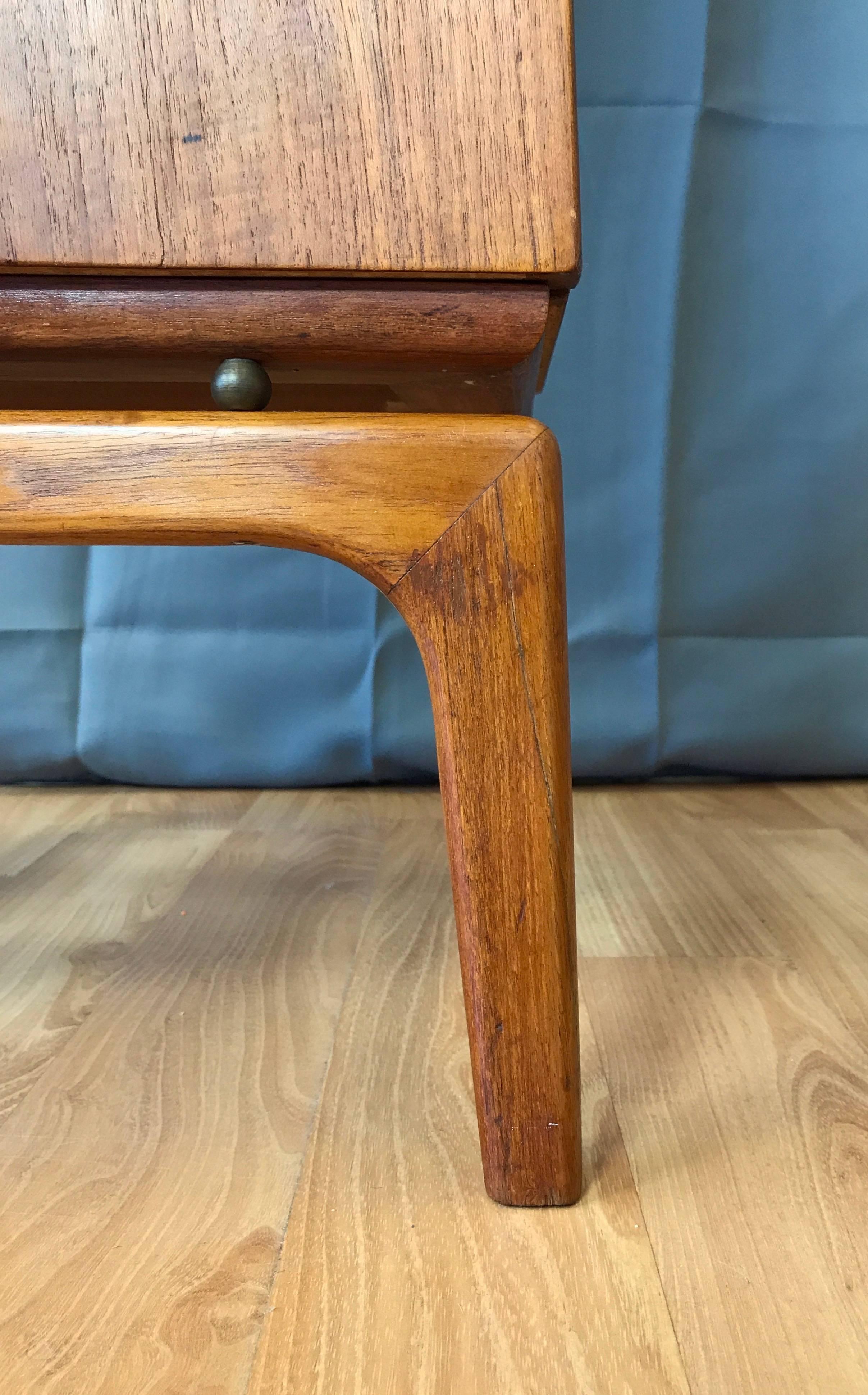 Brass Danish Modern Teak Grandfather Clock Cabinet