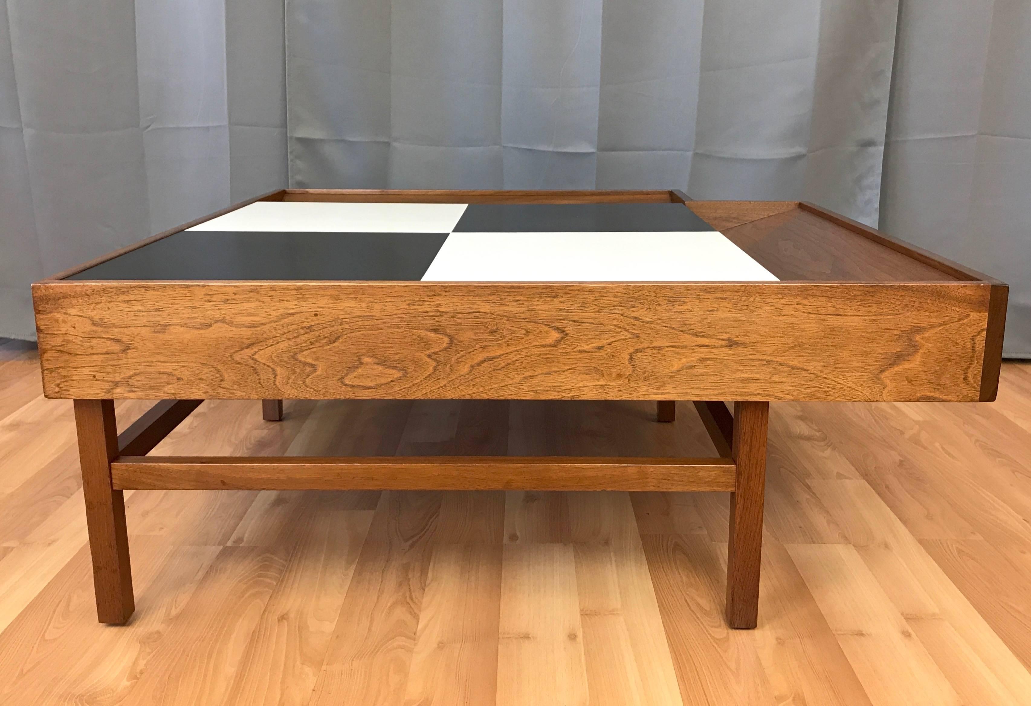 Mid-Century Modern John Keal for Brown-Saltman Checkered Top Walnut Coffee Table