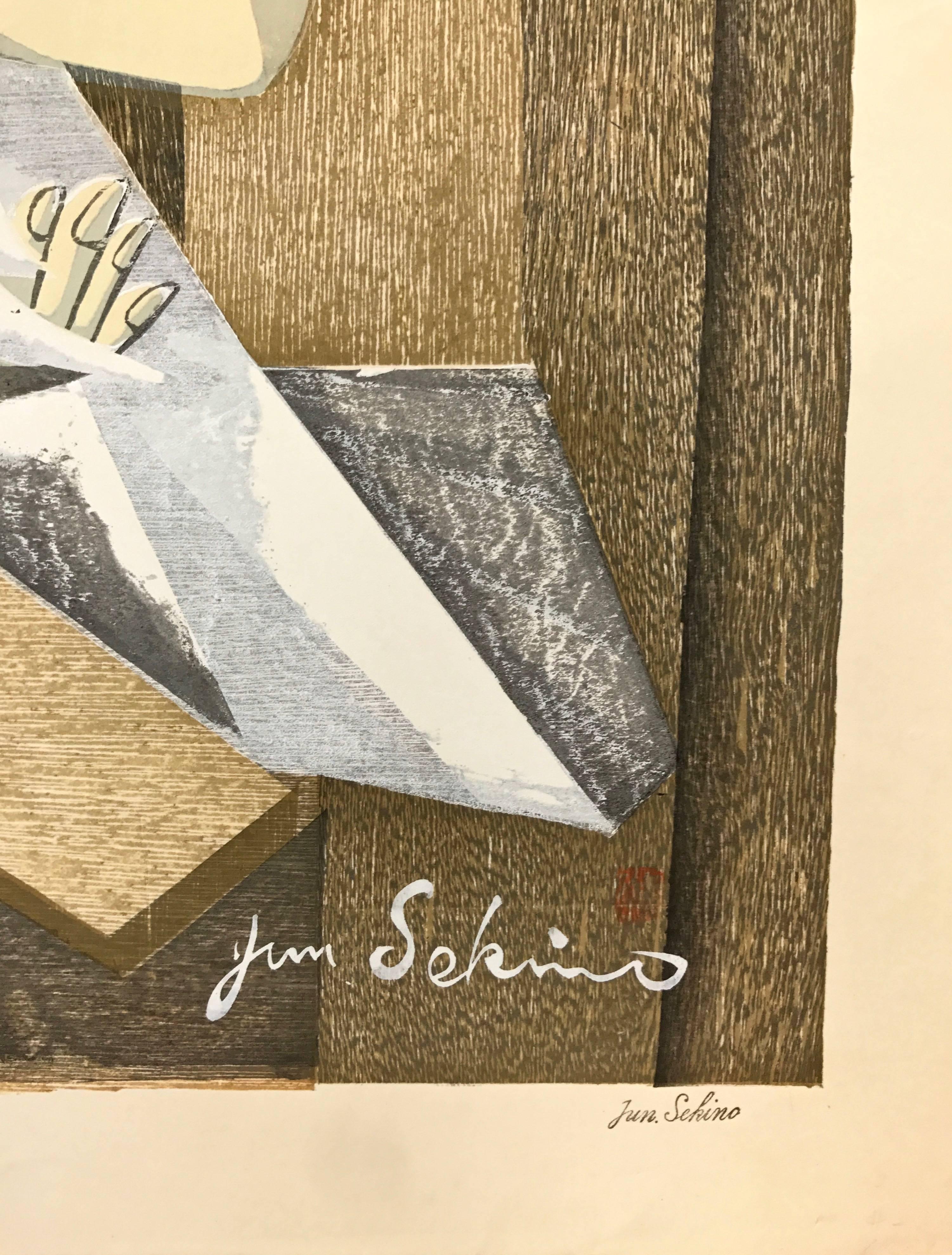 Jun’Ichirō Sekino Untitled “Girl and Swan” Woodblock Print, 1955 1