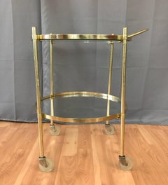 Vintage Hollywood Regency Brass and Glass Serving Cart