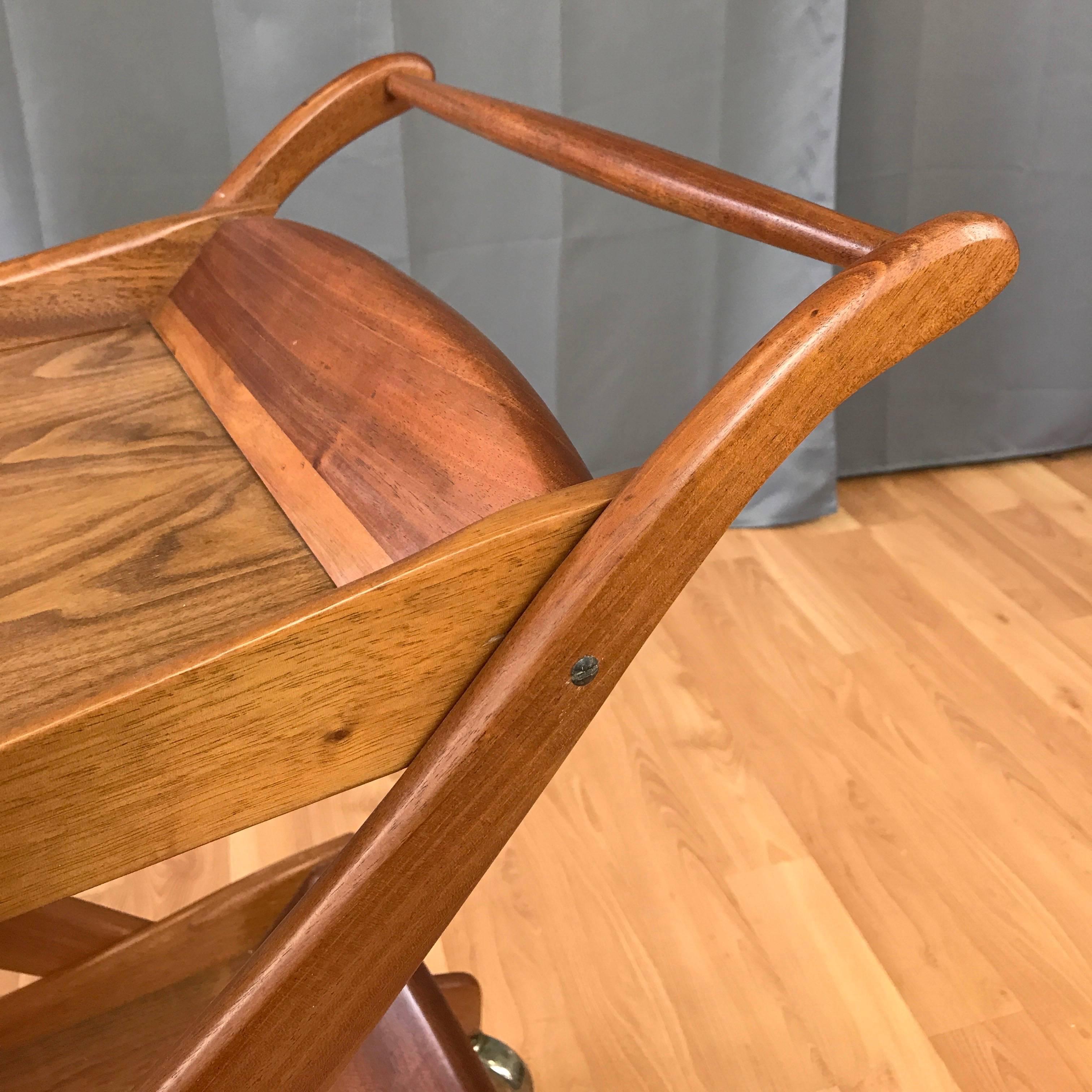 Mid-Century Walnut Two-Tiered Serving Cart 1