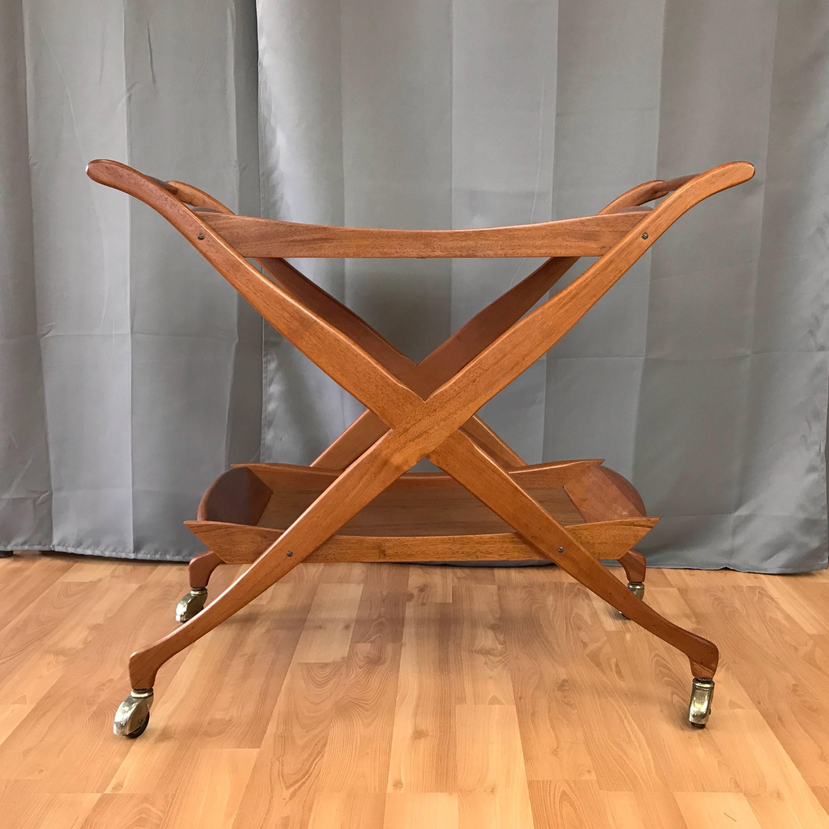 Mid-Century Modern Mid-Century Walnut Two-Tiered Serving Cart