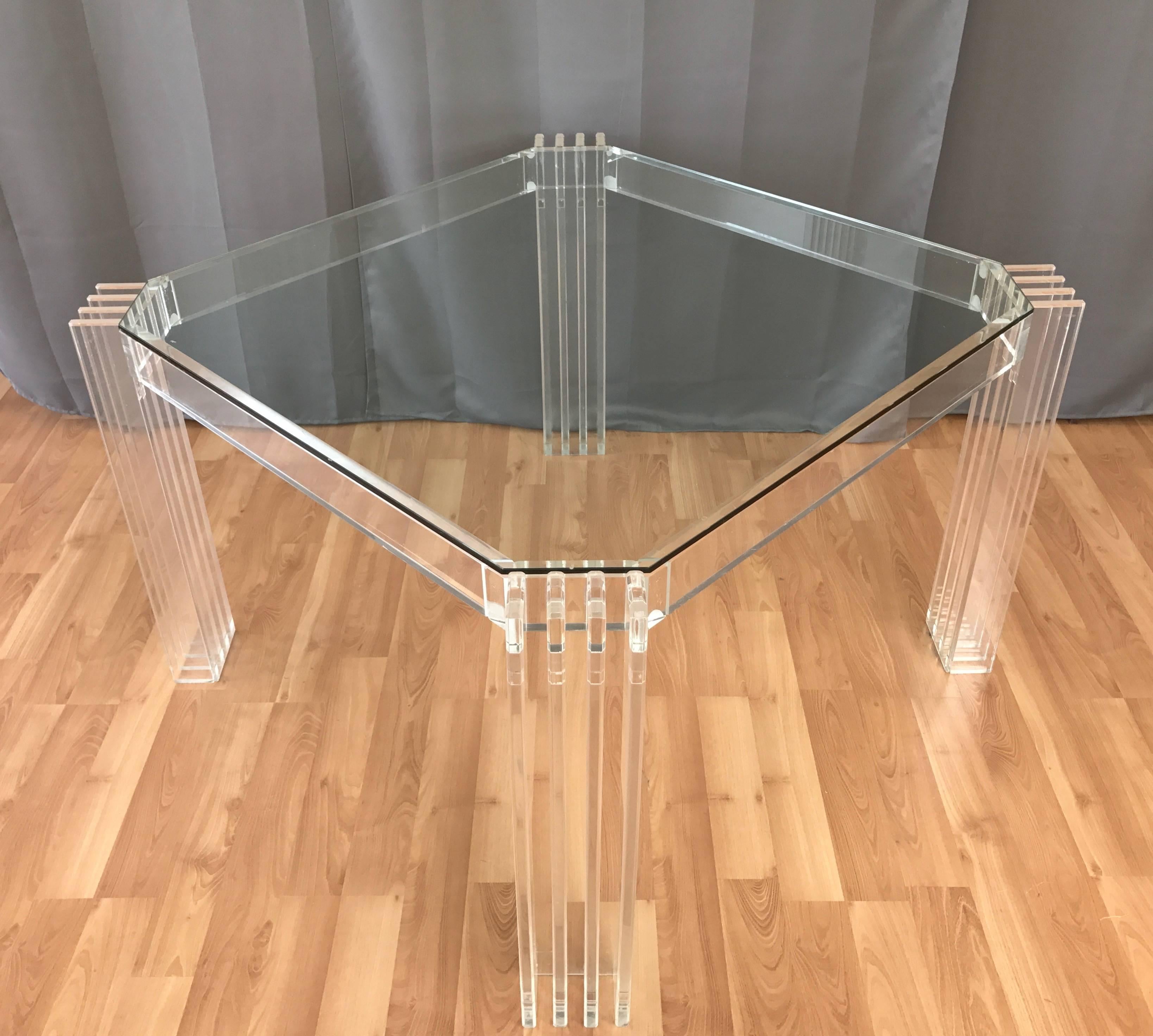Late 20th Century Uncommon Charles Hollis Jones Lucite and Glass Dining Table